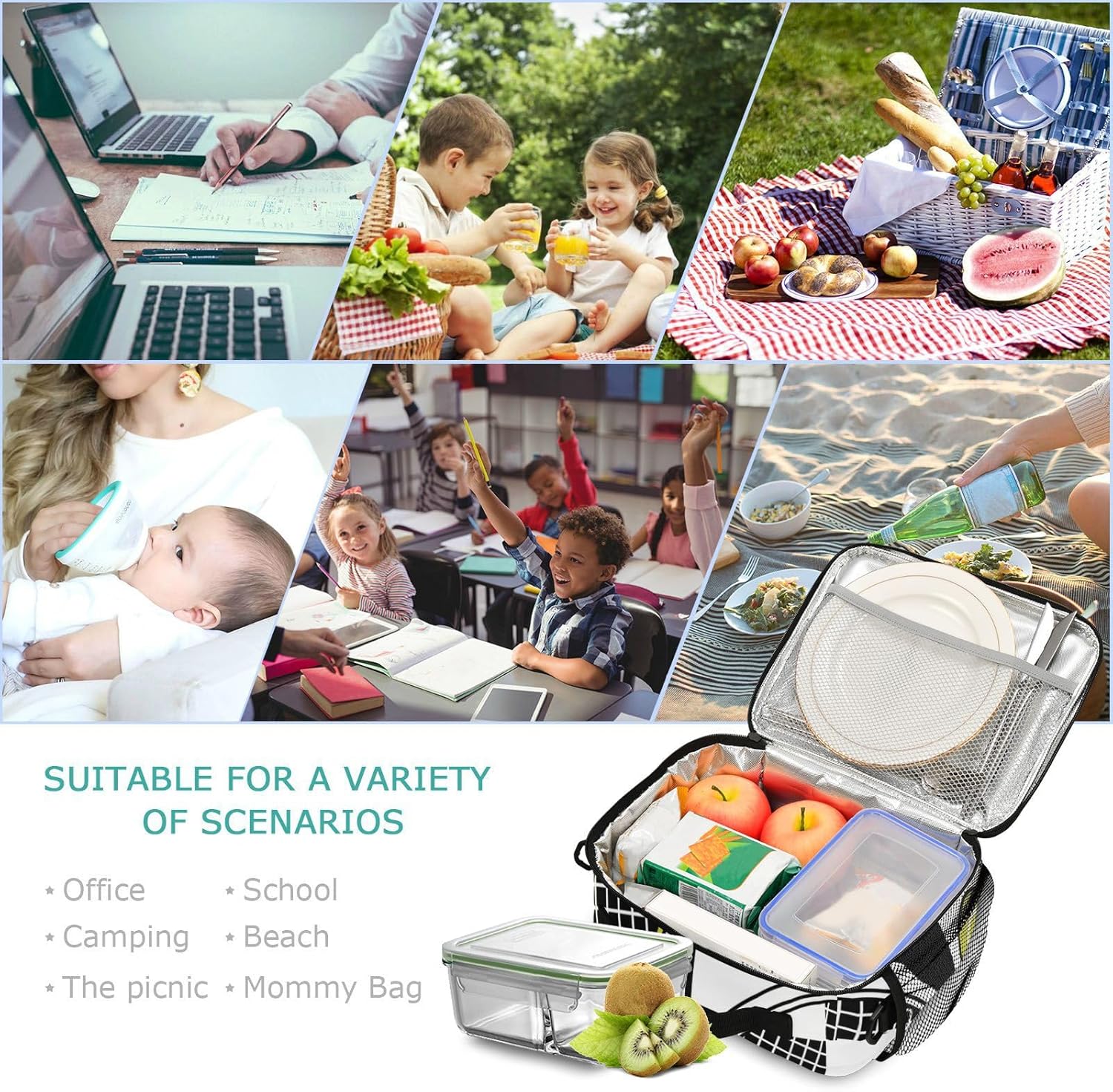 Pelotas de tenis personalizadas, bolsa de almuerzo a cuadros en blanco y negro para niños y niñas, bolsas de almuerzo personalizadas con tu nombre,