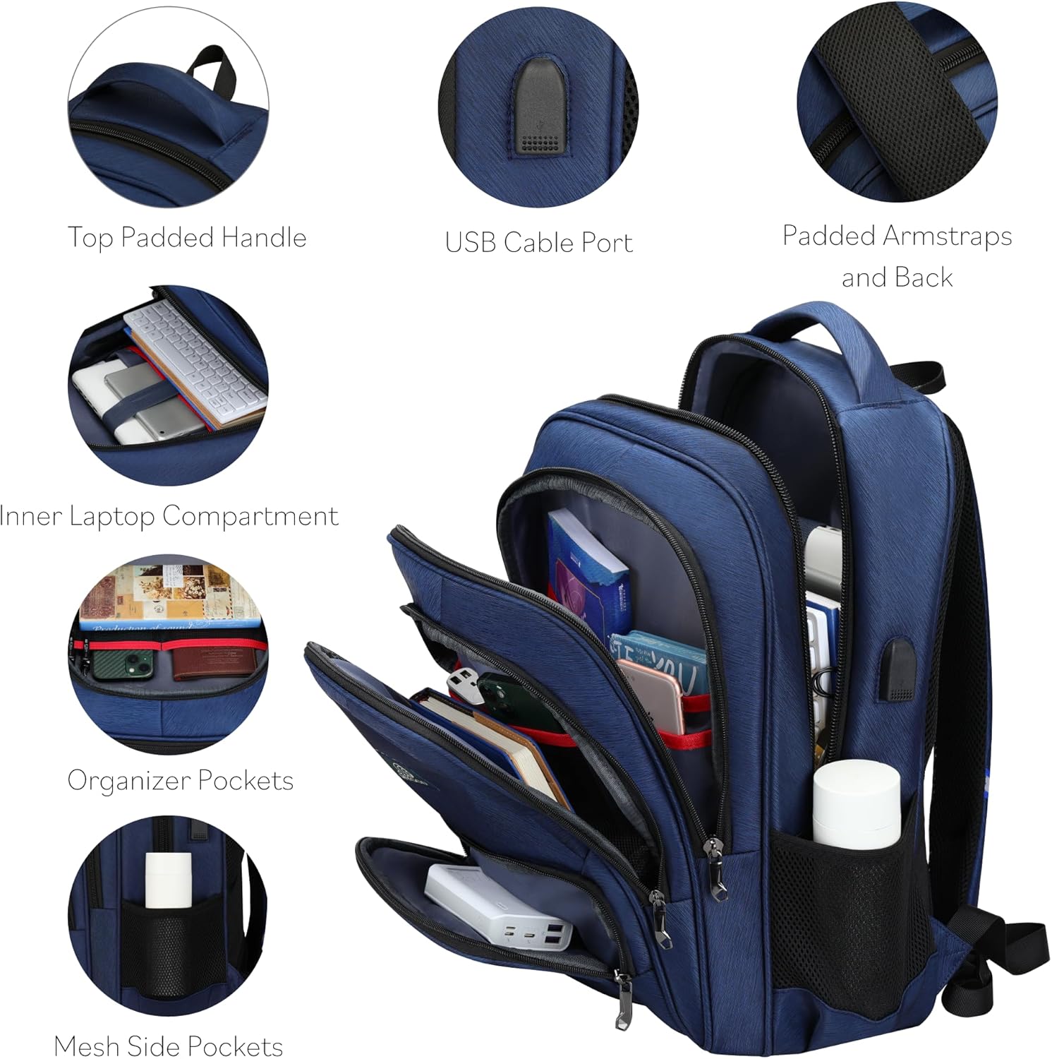 MYGOO Mochila de viaje para laptop  Mochila escolar unisex grande de 29L con puerto de carga USB para estudiantes universitarios y profesores , Gris