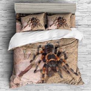 REALIN Juego de funda de edredón con diseño de tarántula de araña roja con temática de insectos para niñas y niños, juego de cama de 234 piezas, REALIN Juego de funda de edredón con diseño de tarántula de araña roja con temática de insectos para niñas y niños, juego de cama de 234 piezas,