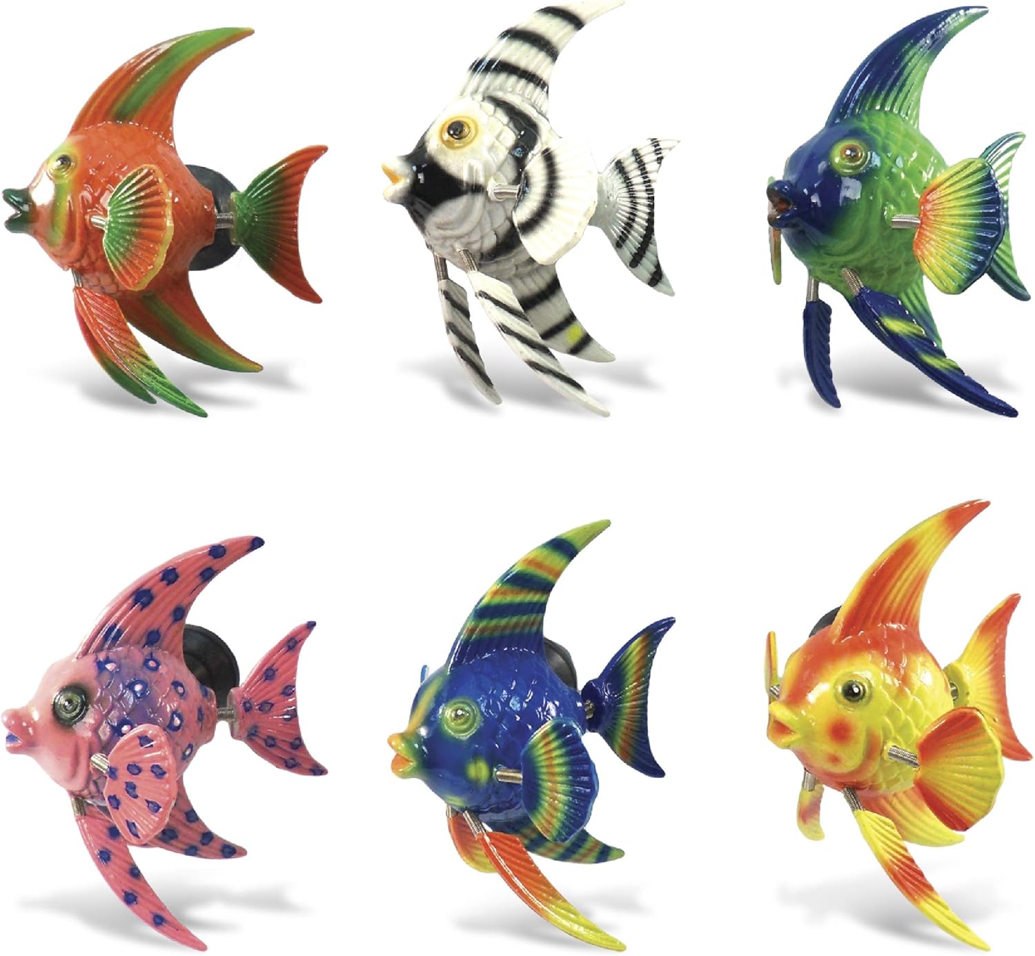 CoTa Global Angelfish – Juego de 6 imanes para refrigerador, varios colores, divertidos y lindos imanes de cabeza de animales para nevera de cocina,