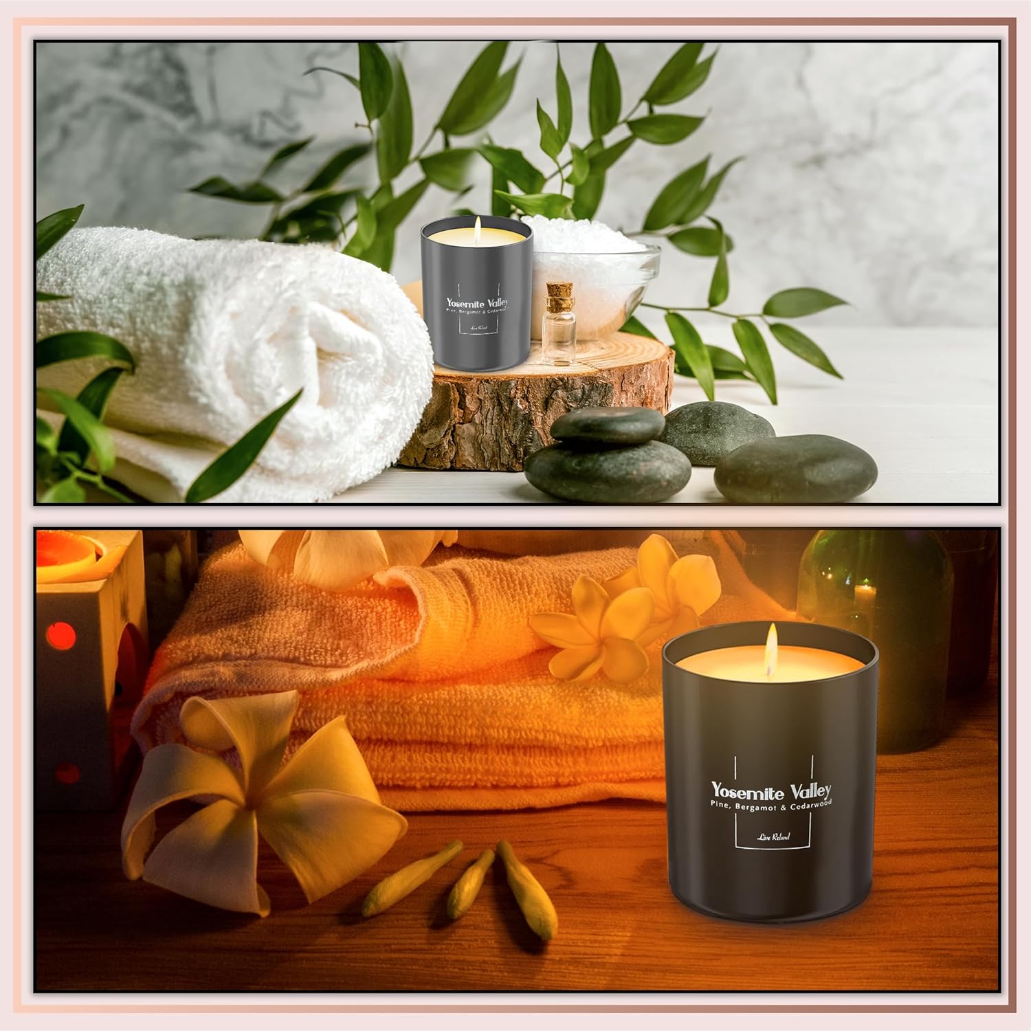 Vela de cera de soja natural perfumada de pino, bergamota y madera de cedro (valle de Yosemite), vertida a mano, velas de aromaterapia de larga