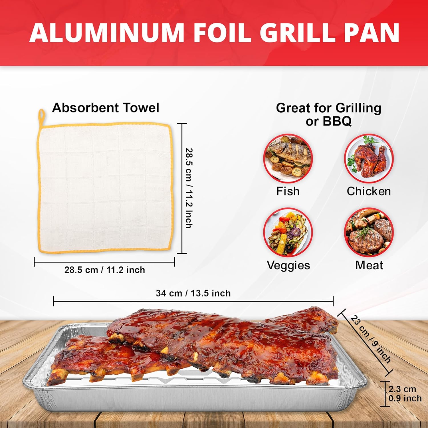 Forest & Twelft – Bandeja de aluminio para parrilla, paquete de 24, recipientes desechables para barbacoa, hornear, asar y cocinar, completo con