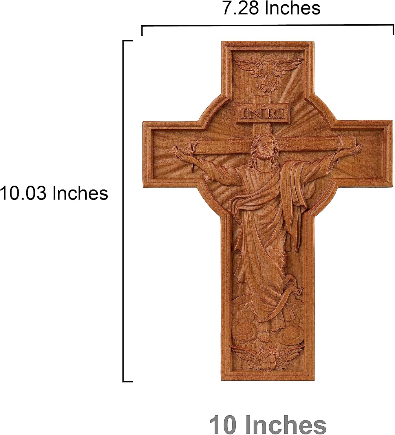 BGCOPPER Cruz de pared de crucifijo hecha a mano con gancho, cruz de Jesús INRI, decoración Wll para iglesia, hogar, habitación, regalos de Navidad