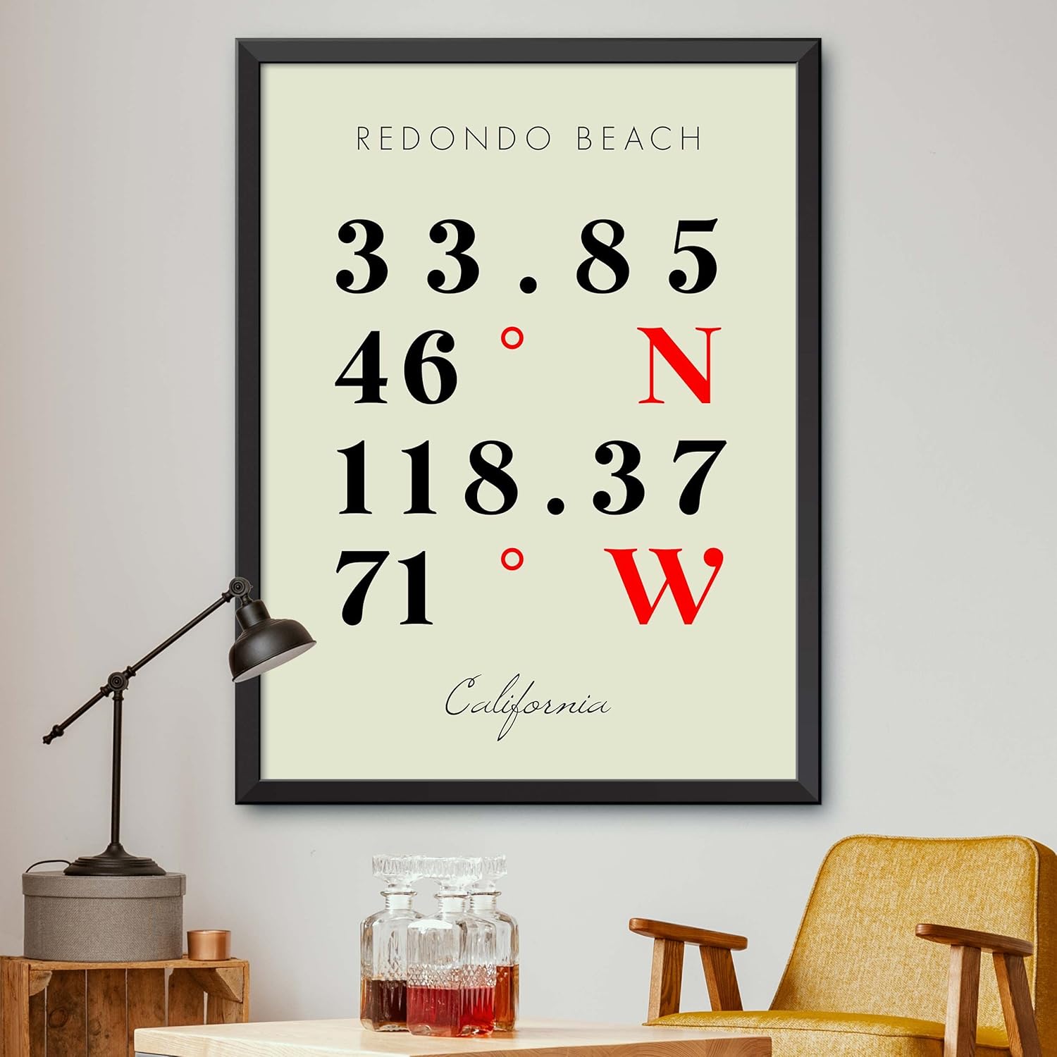 Mapa de Redondo Beach, California, Coordenadas Multilíneas de Colores (18×24)