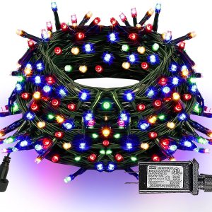 Dazzle Bright – Guirnalda de 300 luces LED para Navidad, de 100 pies con 8 modos, impermeables, conectables, cable verde, decoraciones para Dazzle Bright – Guirnalda de 300 luces LED para Navidad, de 100 pies con 8 modos, impermeables, conectables, cable verde, decoraciones para