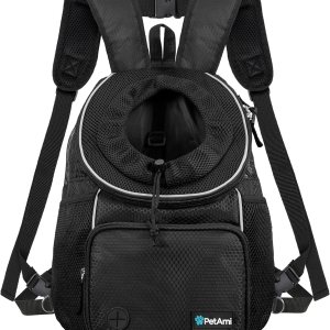 PetAmi Mochila transportadora frontal para perro, mochila ajustable para perros y gatos, transportadora ventilada para senderismo, camping, viajes, PetAmi Mochila transportadora frontal para perro, mochila ajustable para perros y gatos, transportadora ventilada para senderismo, camping, viajes,