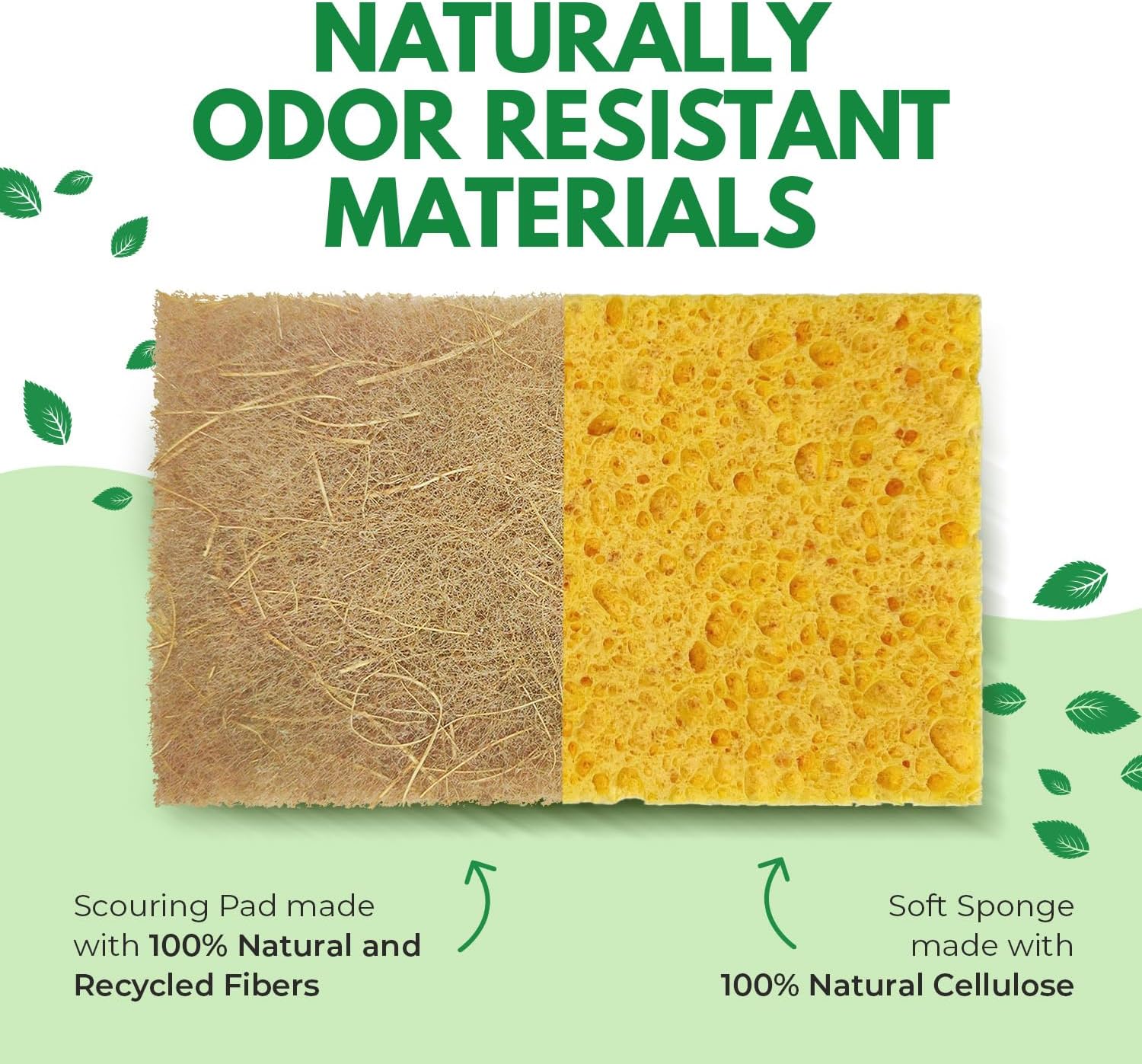 AIRNEX Paquete de 18 esponjas naturales biodegradables de cocina, esponja compostable de celulosa y nuez de coco, esponjas ecológicas para platos