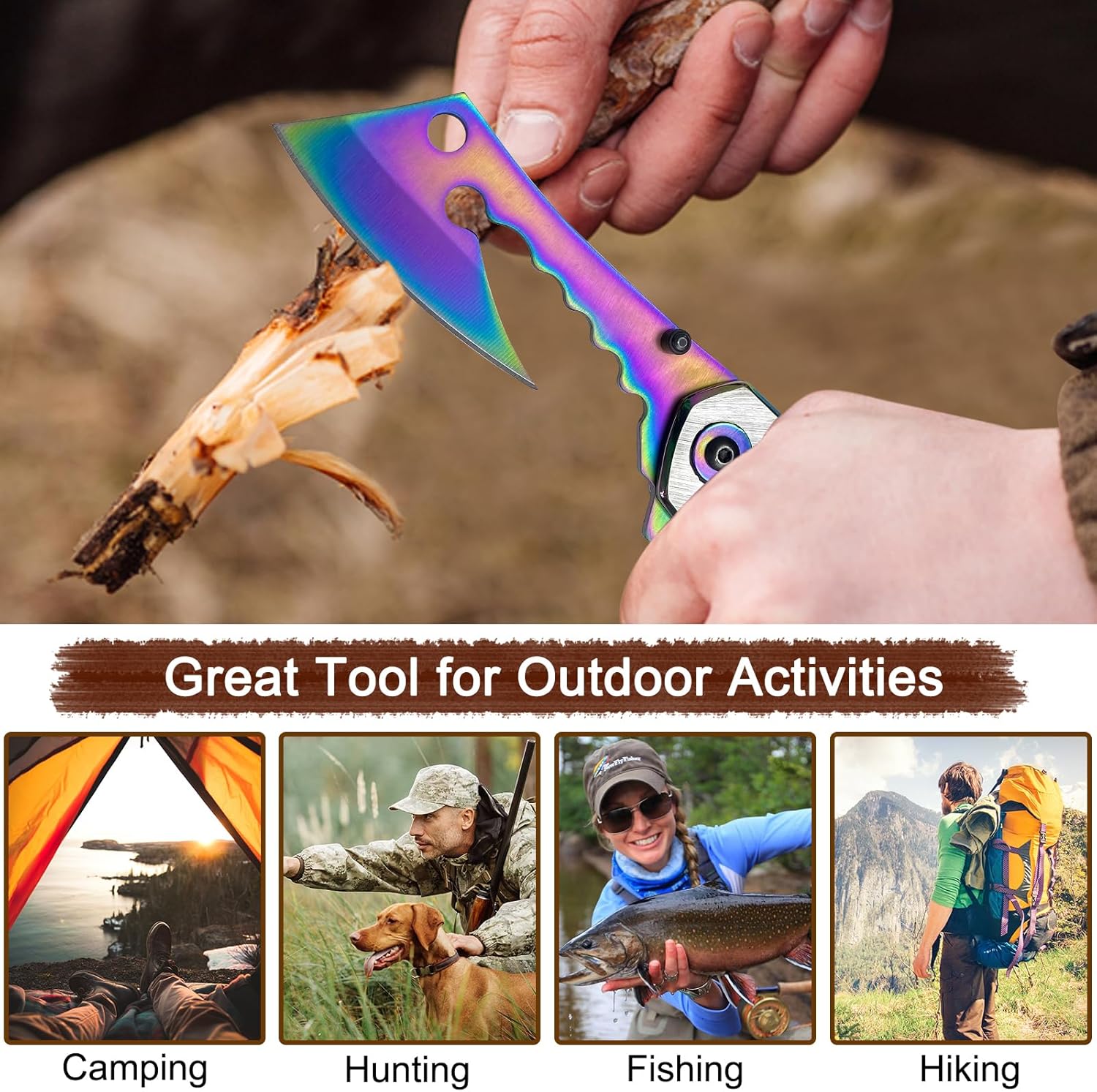 AULAKNIV Cuchillo de bolsillo plegable con clip, hoja estilo navaja EDC táctico para campamento para hombres para exteriores, senderismo,