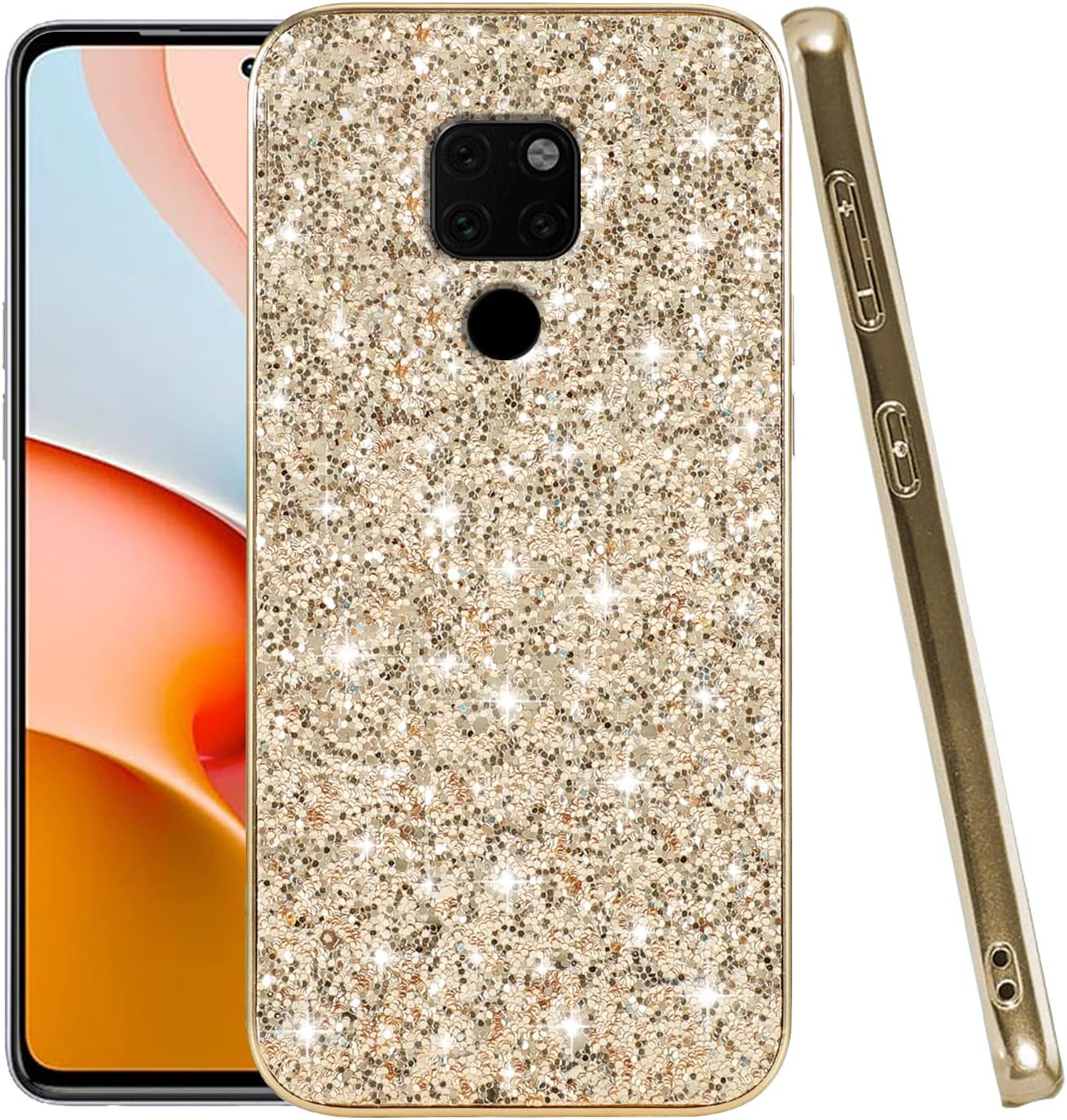 Funda compatible con Huawei Mate 20 con purpurina a prueba de golpes, funda para teléfono Huawei Mate 20, TPU suave brillante y policarbonato de