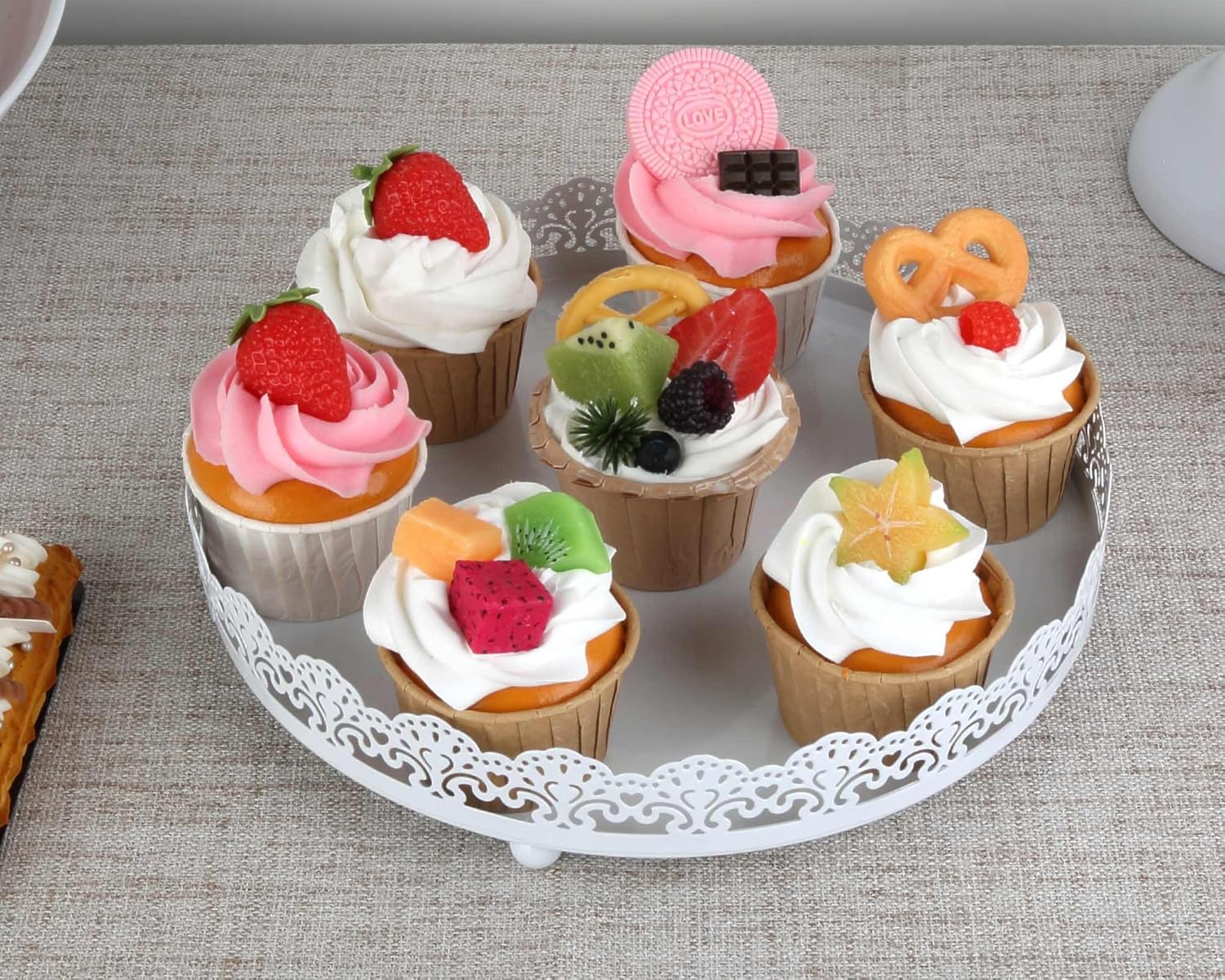 Juego de 6 soportes de metal para tartas para mesa de postre, juego de soporte para tartas y bandejas de mesa de postres y soporte escalonado para