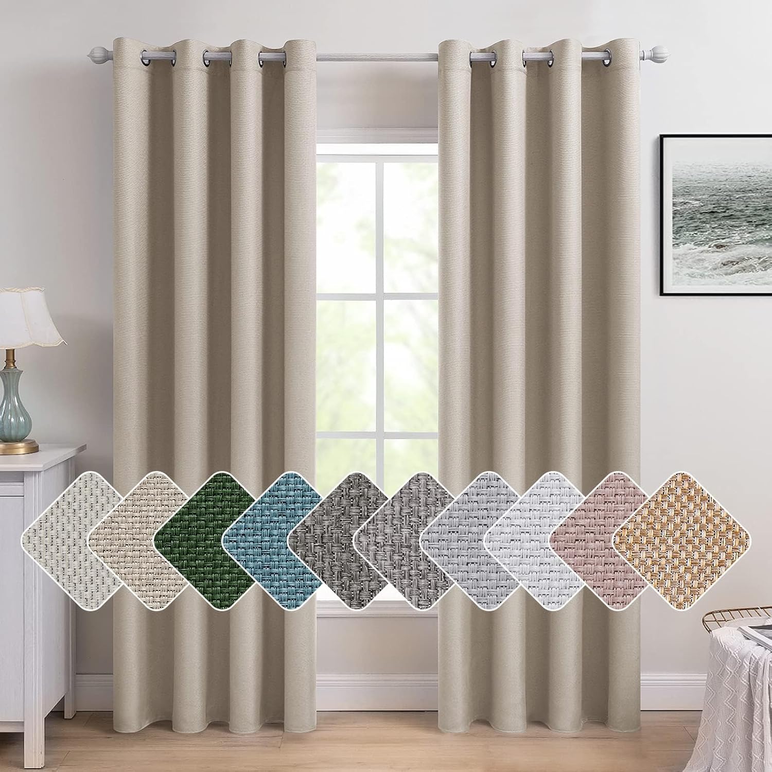 MIULEE 2 paneles de cortinas de lino de 72 pulgadas de largo, paneles de cortina opacas para dormitoriosala de estar, cortinas de cortina con