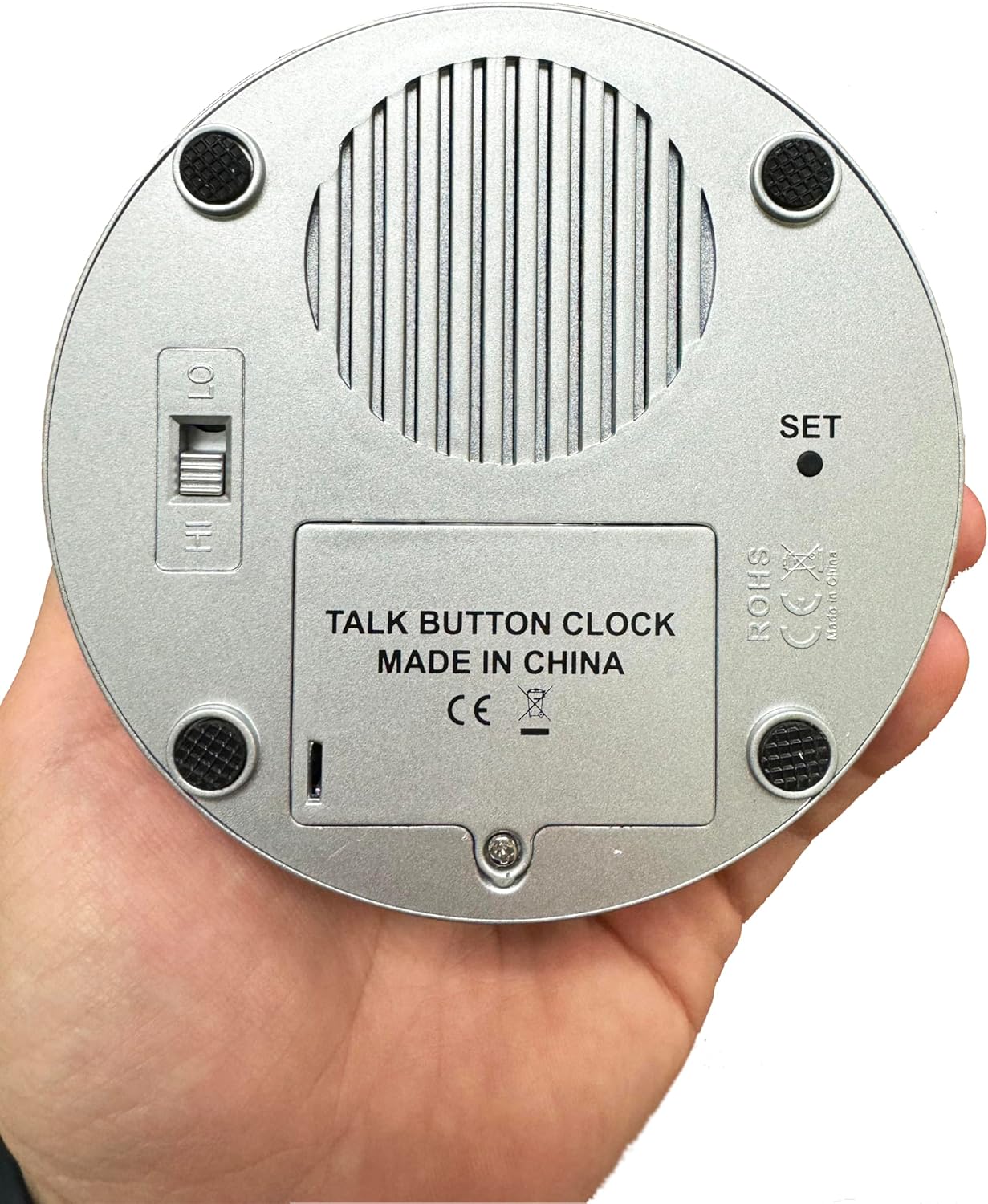 Extra Large Blue Button Talking Alarm Clock with Volume Control – Speaks The Time, Date and Day – Perfect for The Blind, Elderly or Visually