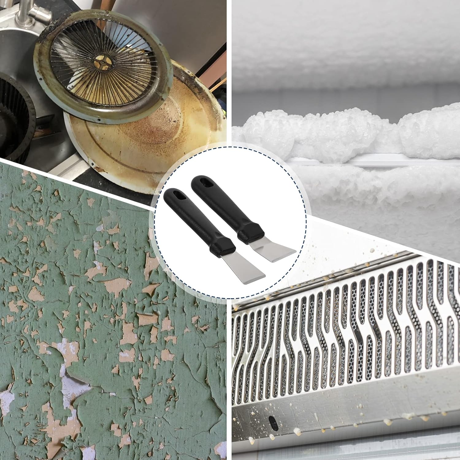 SOLUSTRE – Pala de hielo de acero inoxidable para nevera, congelador, 4 unidades