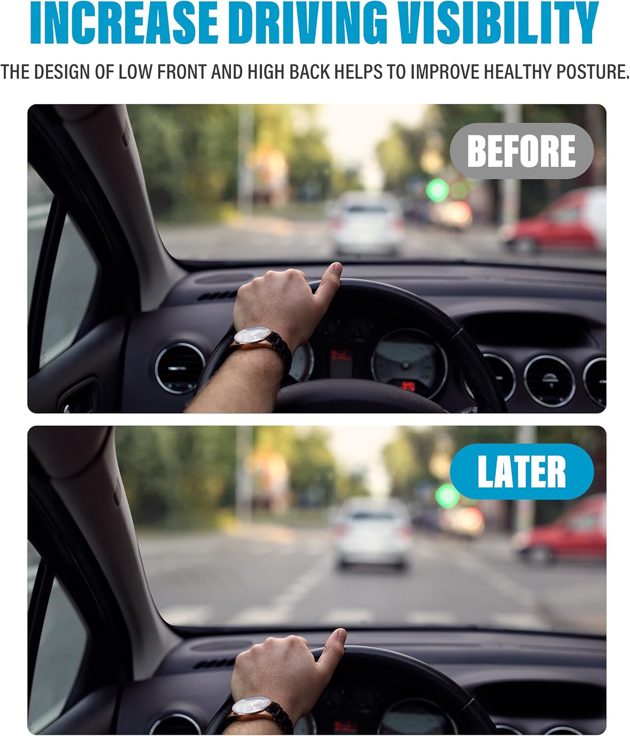 ESEWALAS Cojín de asiento, cojín de asiento de automóvil para conducción, accesorios de automóvil, soporte lumbar para automóvil, almohadilla de