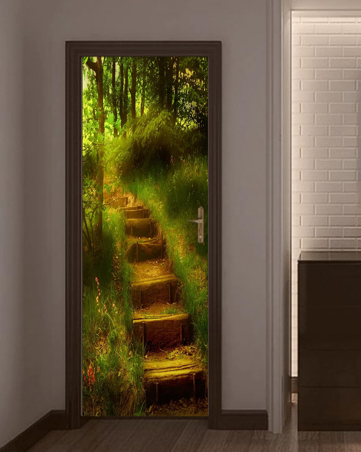FLFK – Mural para puerta, adhesivo 3D para puerta, autoadhesivo, extraíble, para decoración del hogar, 30.3 pulgadas de ancho x 78.7 pulgadas de
