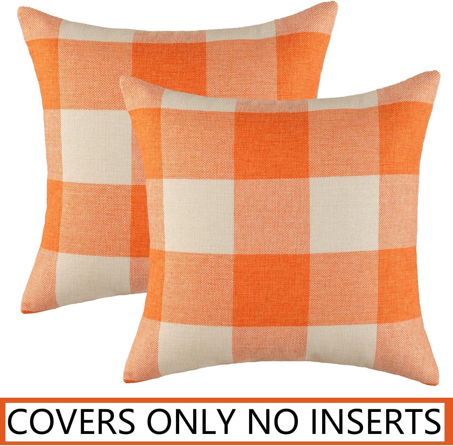 UGASA – Juego de 2 fundas de almohada clásicas de lino a cuadros de otoño, fundas de cojín decorativas de lino a cuadros retro para sofá, cama,