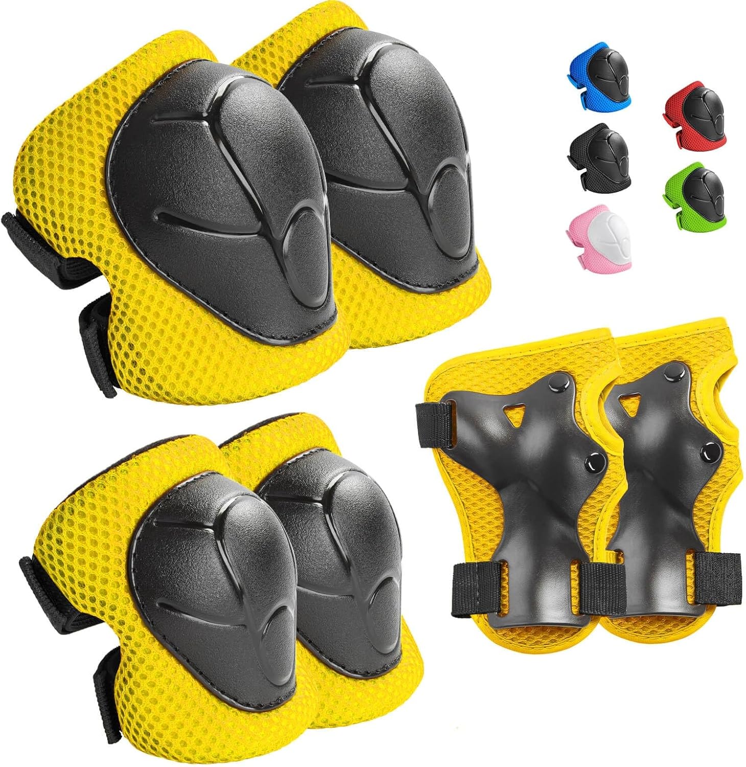 Wemfg Juego de rodilleras de protección para niños de 3 a 14 años, rodilleras y coderas con muñequeras 3 en 1 para patinaje, ciclismo, bicicleta,