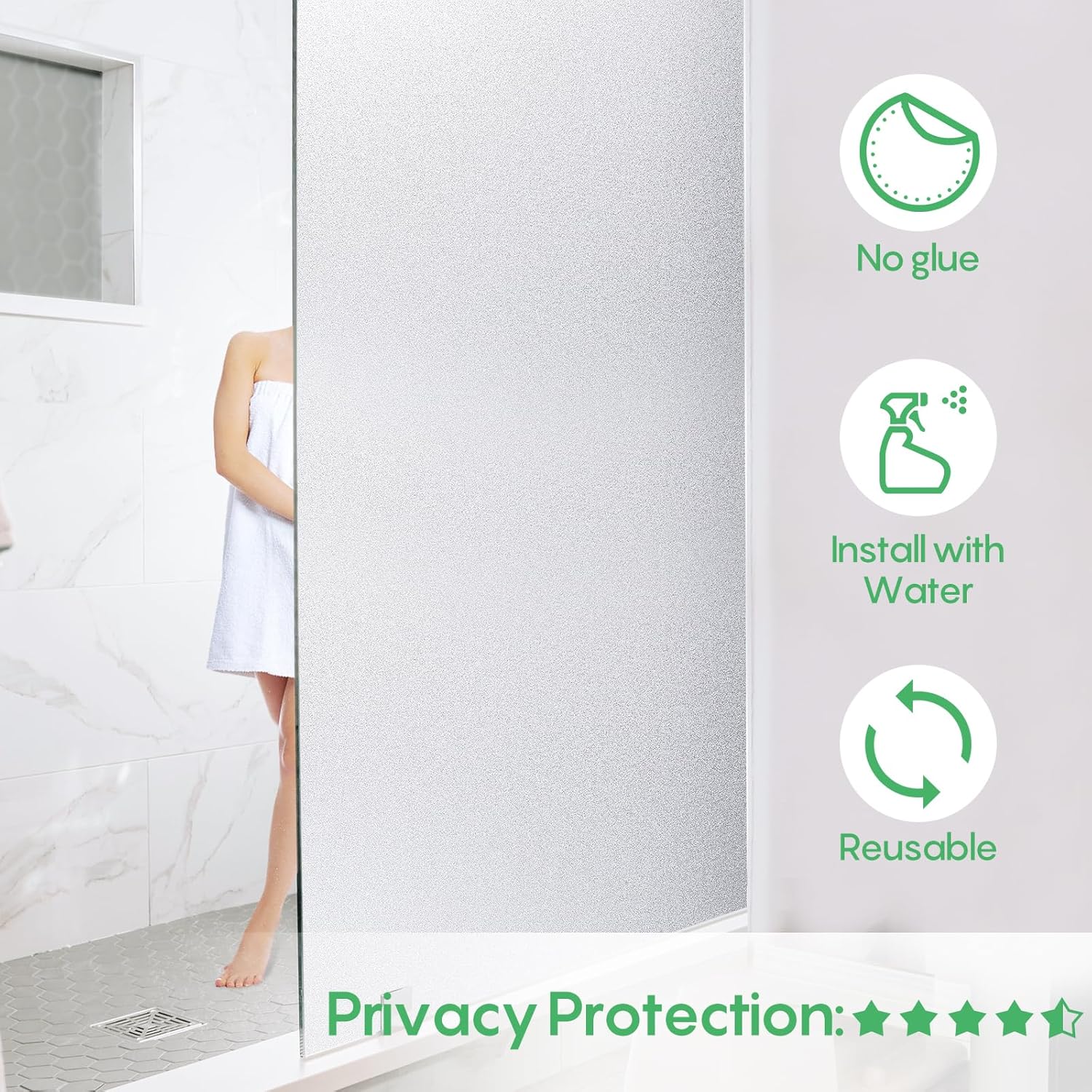 Coavas – Película de privacidad para ventana, vidrio esmerilado, adhesivos estáticos, vinilo opaco no adhesivo, calcomanías decorativas para puerta