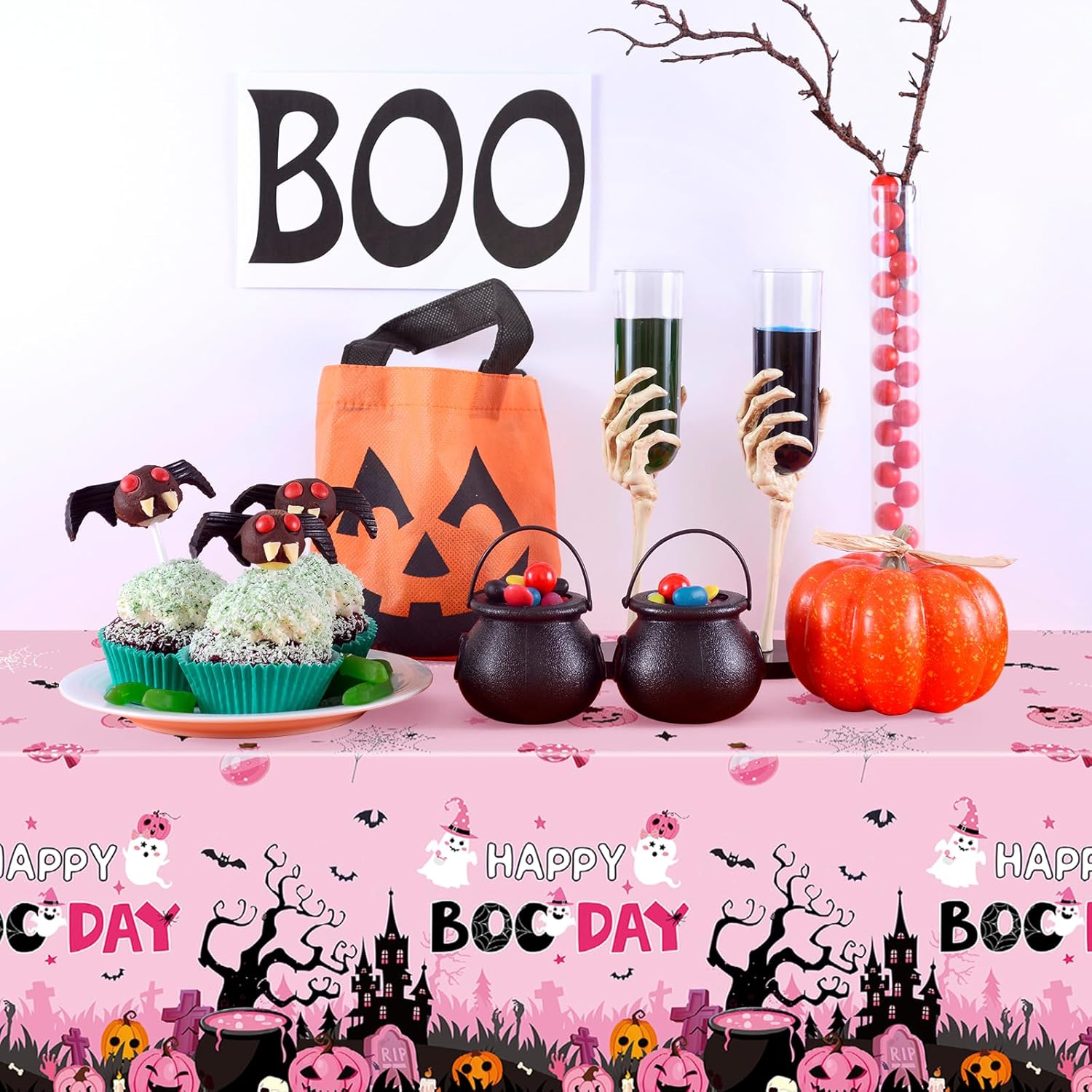 Mantel rectangular de plástico para fiesta de Halloween, 3 unidades, para Halloween, cumpleaños, baby shower, 54 x 108 pulgadas