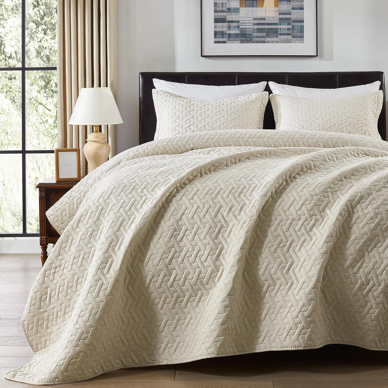 ROKDUK Colchas tamaño King, 3 piezas, peso ligero, 1800 hilos, microfibra suave y transpirable para todas las estaciones, juego de ropa de cama para
