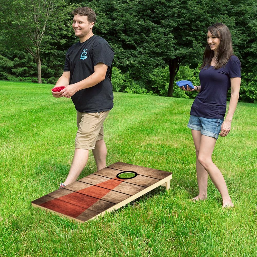 Juego de tableros de cornhole  Juego de tableros de maíz reguladores de madera maciza de 3 x 2 pies, juego para exteriores con 8 bolsas de frijoles