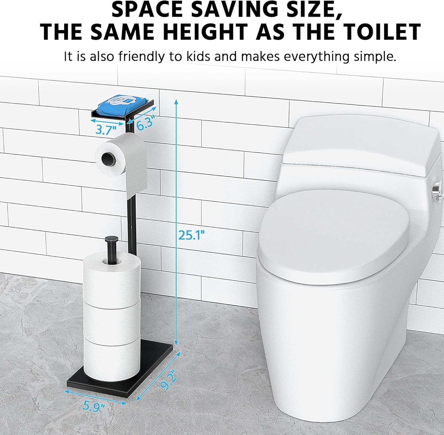 CISILY Paquete de 2 soportes de papel higiénico negro con estante para teléfono, decoración de tolitos de baño. Soporte de rollo de papel de seda,