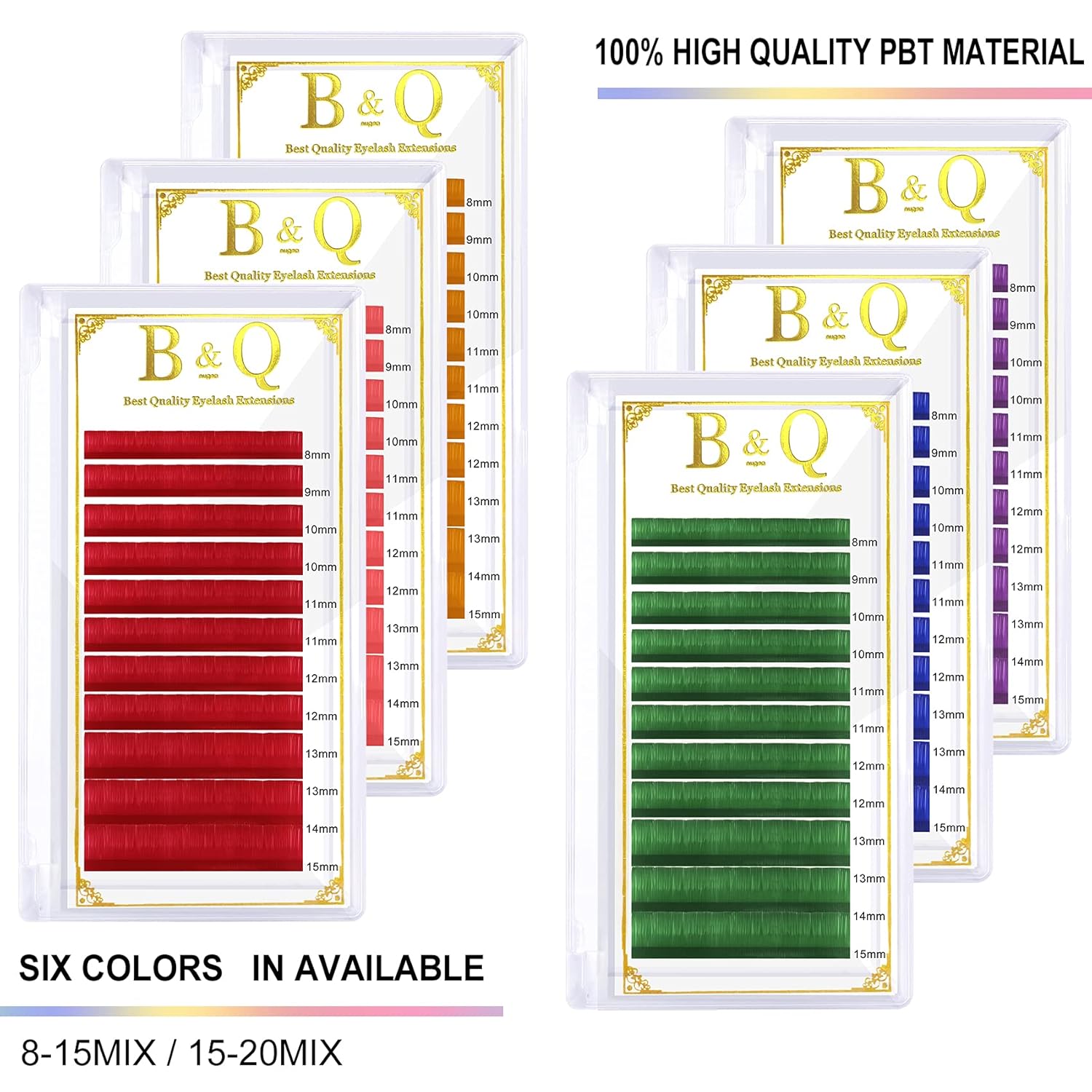 Extensiones de pestañas de colores 0.15, extensiones de pestañas clásicas de color, extensiones de pestañas de color, rizo D, extensiones de