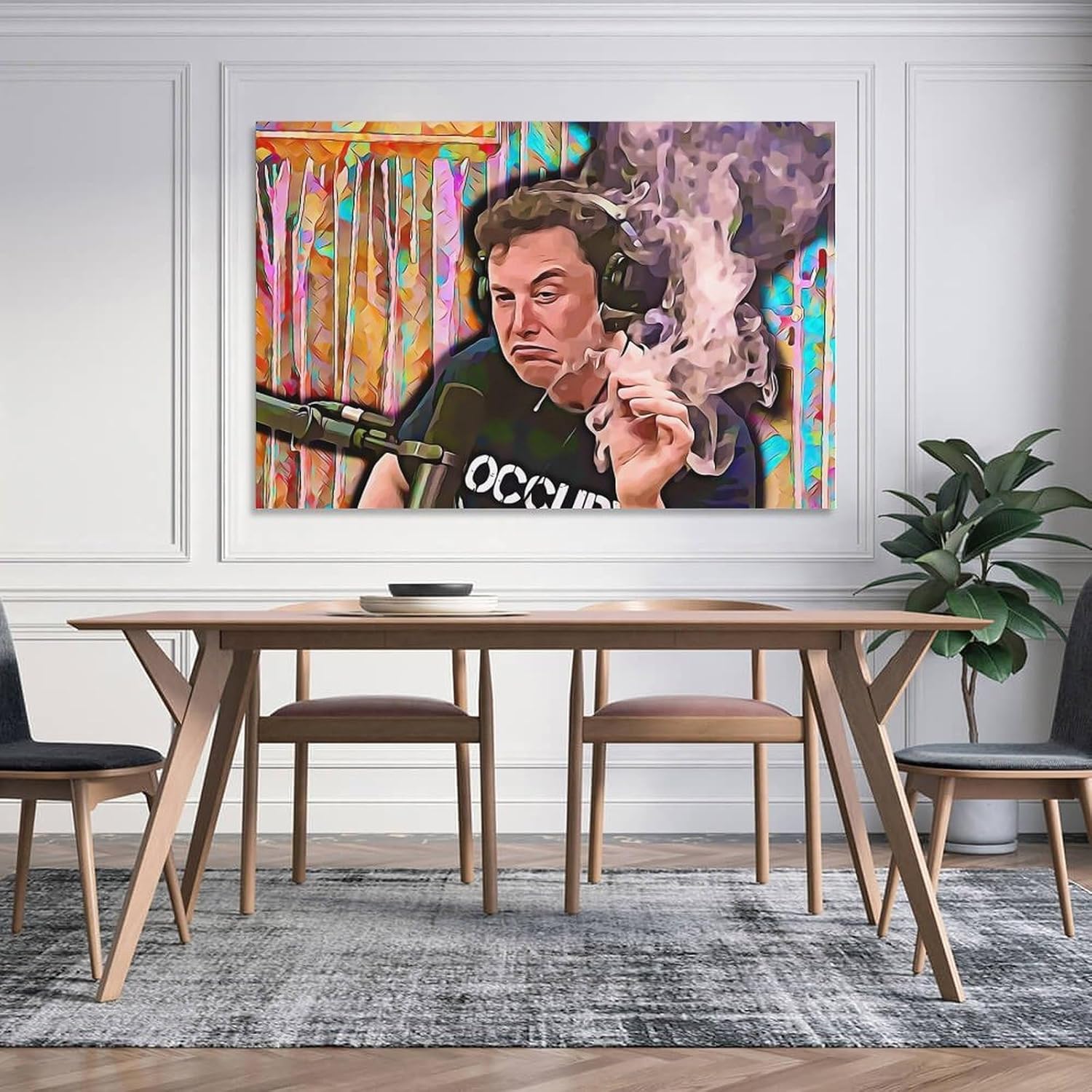 Elon Musk – Póster de fumar en alta definición sobre lienzo, pintura de pared, para decoración de sala de estar, regalo para niños, 12 x 18 pulgadas