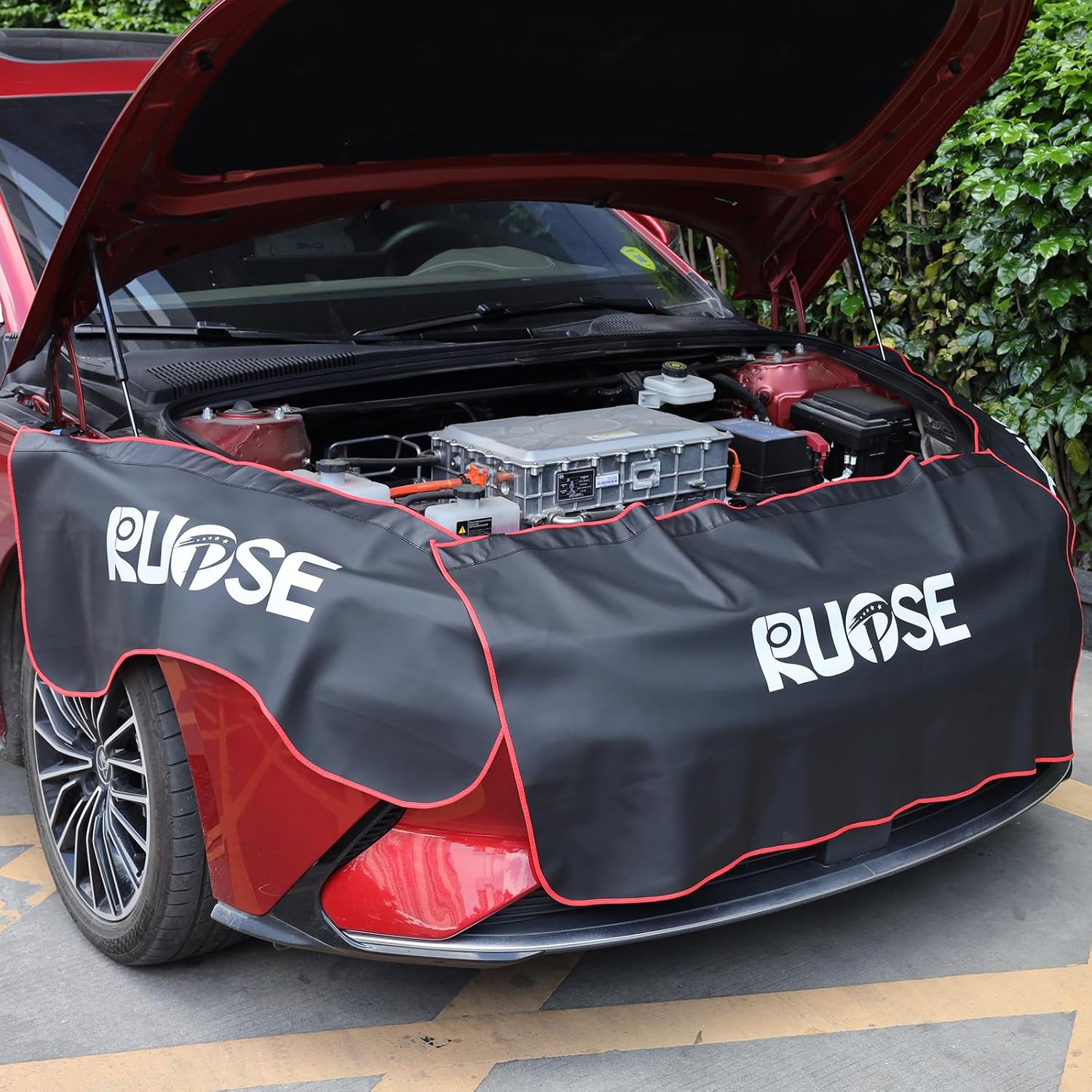 RUPSE Tapete magnético para guardabarros de mecánico automotriz, tapete protector para reparación de trabajos automotrices (negrorojo, mediano)