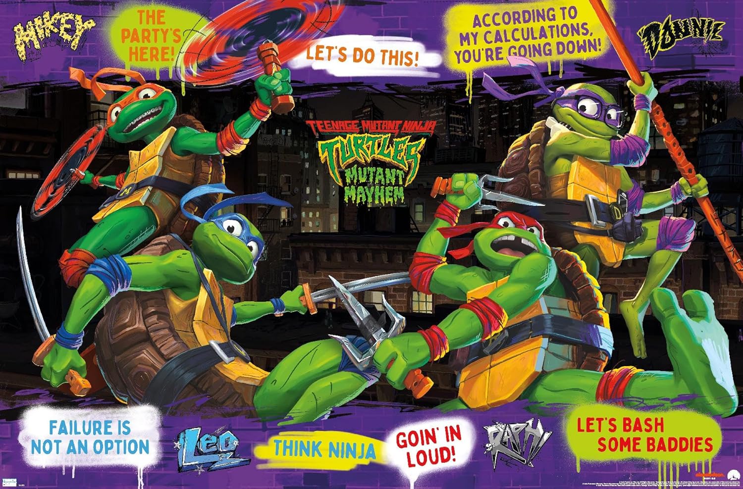 Trends International Teenage Mutant Ninja Turtles Mutant Mayhem – Póster de pared con frases, 22.37 x 34.00 pulgadas, versión premium sin marco