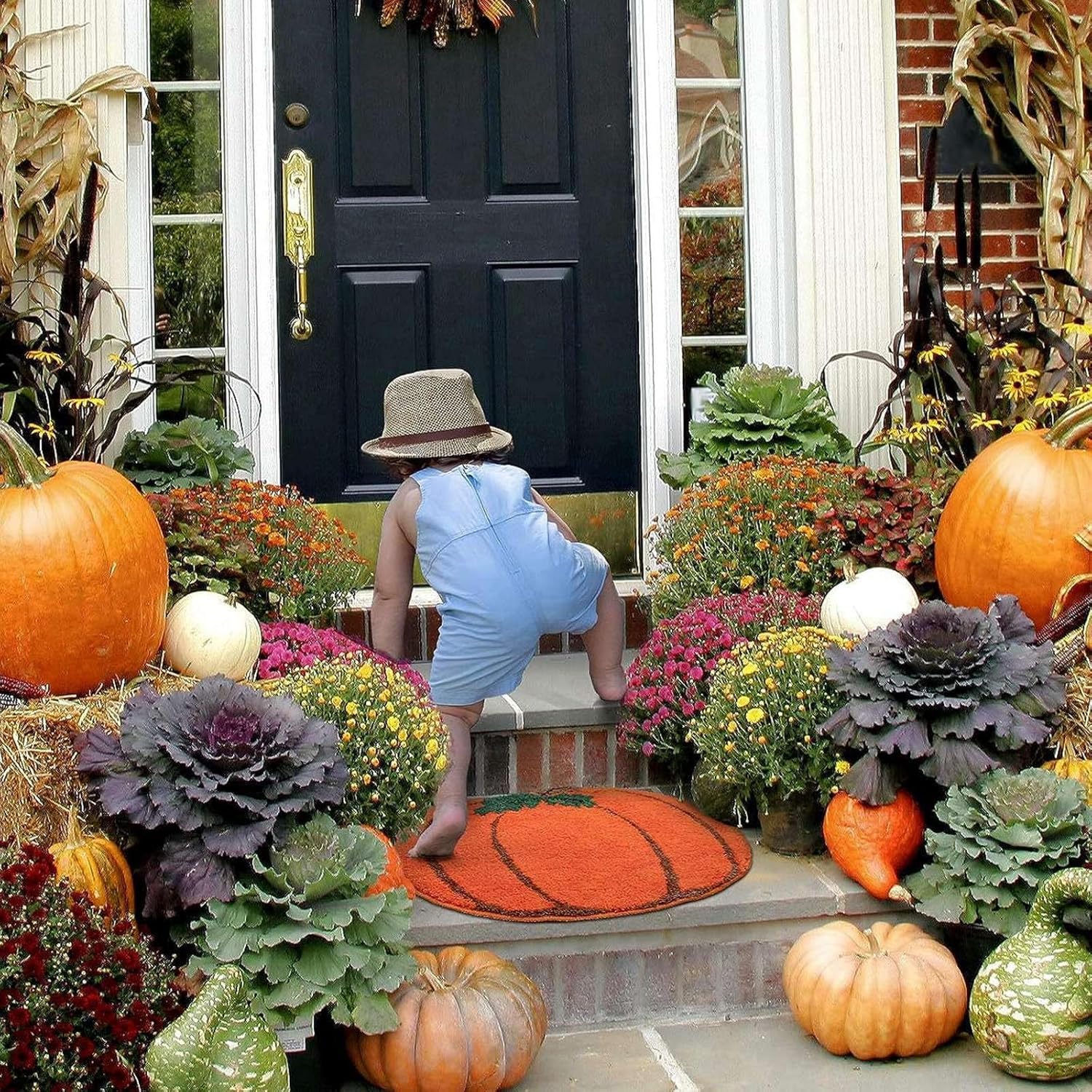 Tapete de Halloween con forma de calabaza de Acción de Gracias, 12 unidades, tapete de baño con forma de calabaza de otoño, tapete de cocina