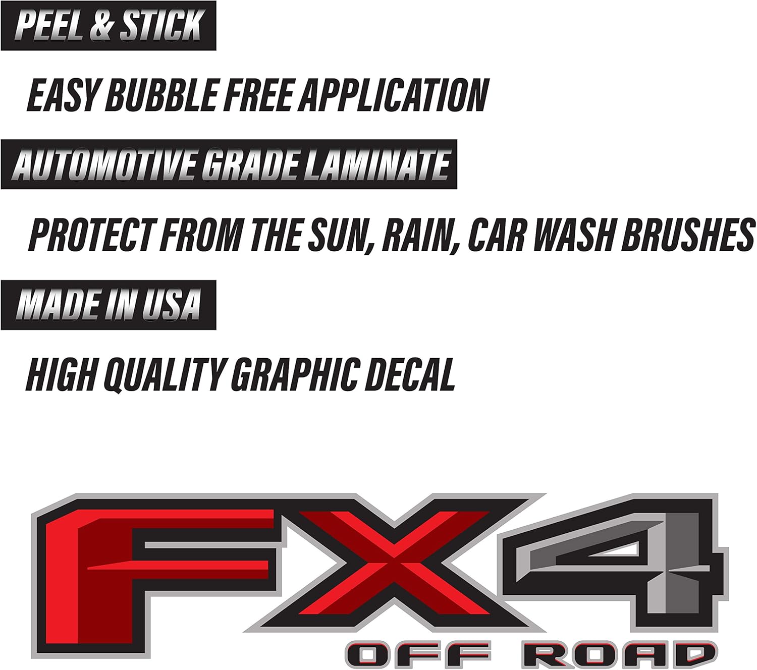 FX4 – Calcomanía de repuesto para bandera negra de Estados Unidos, emblema de cabecera F 150 para camión 4×4 Super Duty (FX4 Off Road calcomanía de