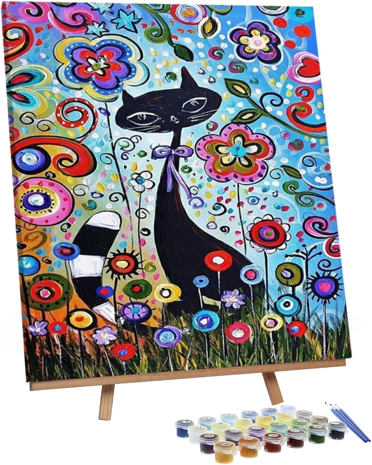 VIGEIYA – Obra de arte para hacer tu mismo por números, para adultos, incluye lienzo enmarcado, caballete, pinceles y pintura acrílica, 16×20
