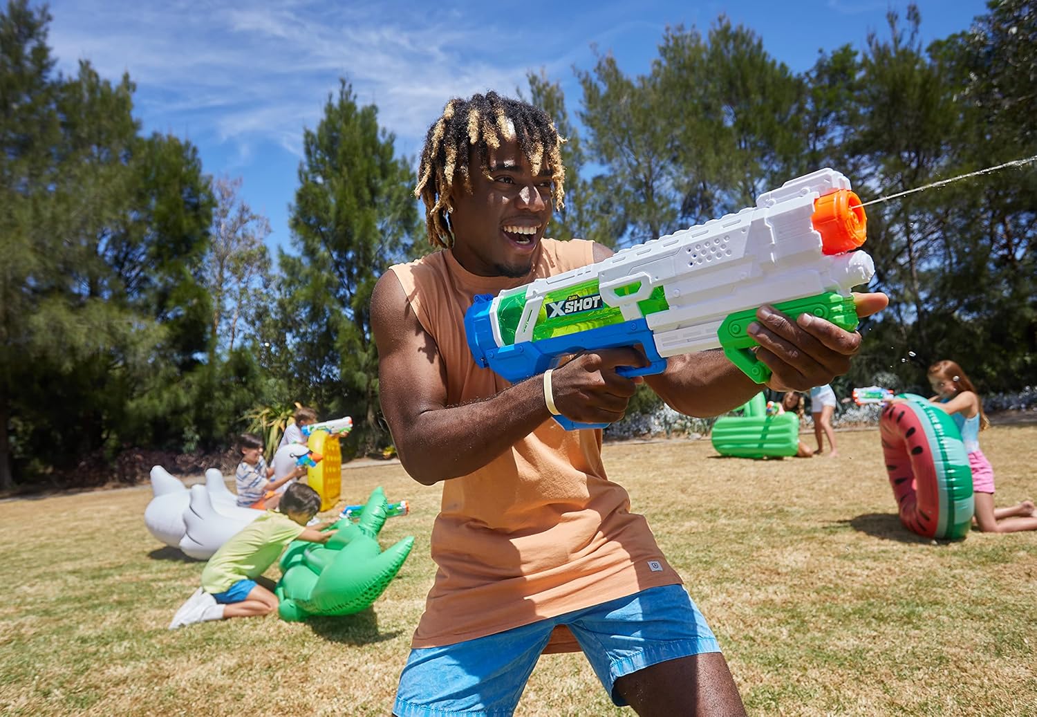 XShot Water Warfare Epic – Pistola de agua de llenado rápido por ZURU (embalaje personalizado), grande, azul