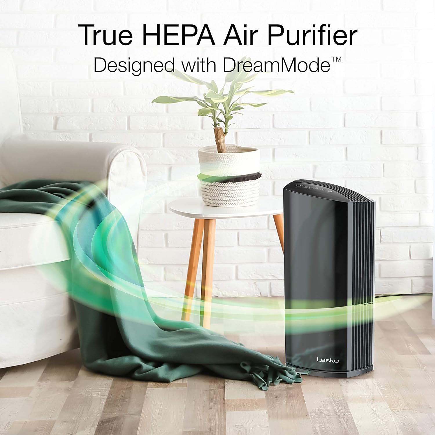 Lasko LP450 – Purificador de aire de torre HEPA prémium para el hogar con DreamMode y temporizador la filtración HEPA verdadera elimina el 99.97%