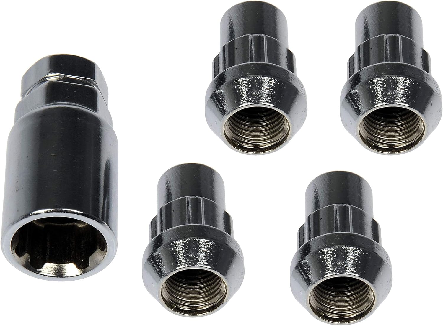 Dorman 712-628 Wheel Nut Lock Chrome Acorn Set M14-1.50 Compatible with Select Chevrolet  GMC Models, 5 Piece Set