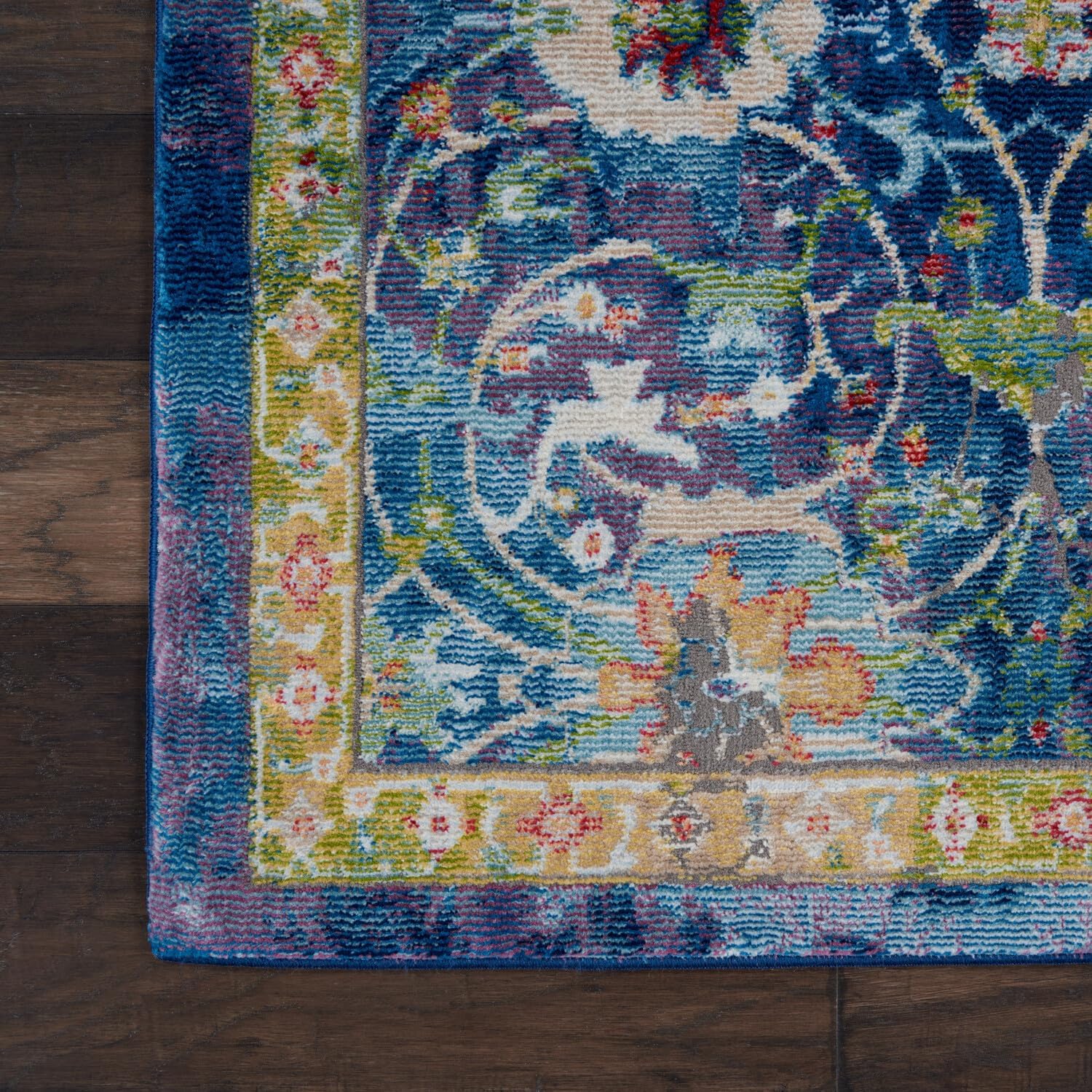 Nourison Global – Alfombra vintage tradicional azul de 4 x 6 pies, fácil de limpiar, no se desprende, para dormitorio, sala de estar, comedor y