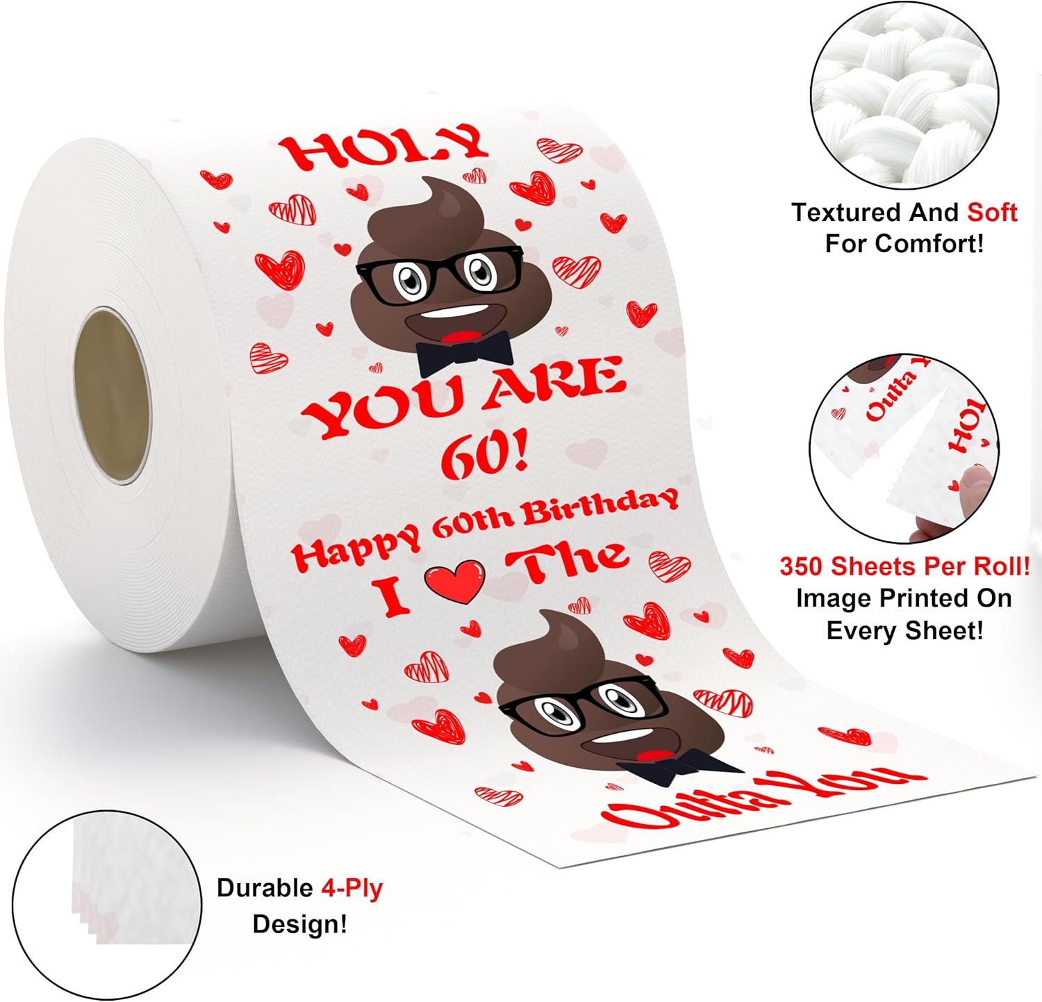 Papel higiénico de 60 cumpleaños, regalos de cumpleaños 60 para él y ella, decoraciones de cumpleaños 60 para ella y él, decoraciones de cumpleaños