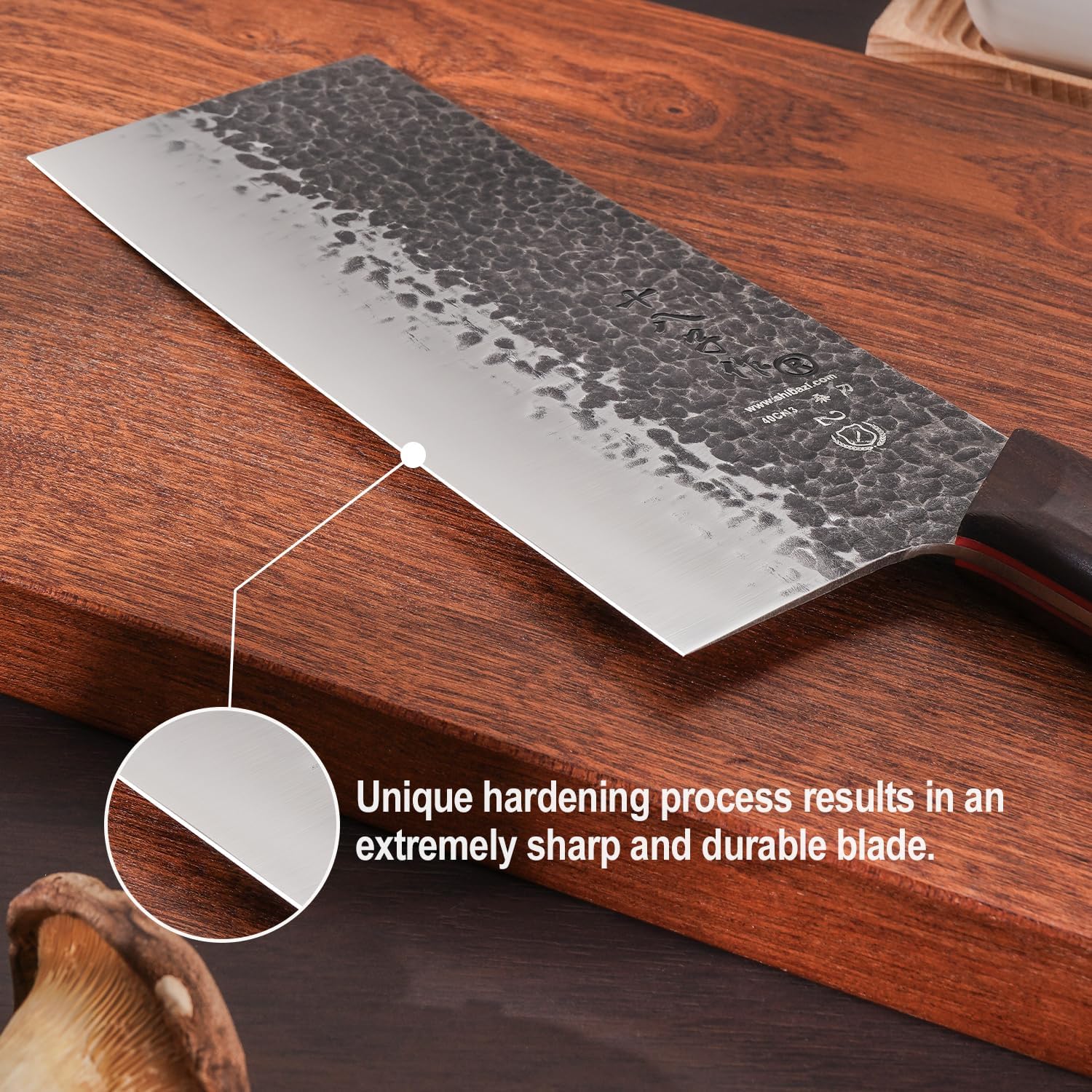 SHI BA ZI ZUO Cuchillo de chef profesional forjado de 8 pulgadas de acero de alto carbono con mango de palisandro resistente para uso diario