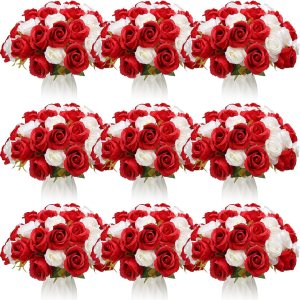 Jexine Ramo de 120 rosas artificiales de seda realistas, centros de mesa a granel, rosas falsas para novia, para decoración del hogar, boda, fiesta Jexine Ramo de 120 rosas artificiales de seda realistas, centros de mesa a granel, rosas falsas para novia, para decoración del hogar, boda, fiesta