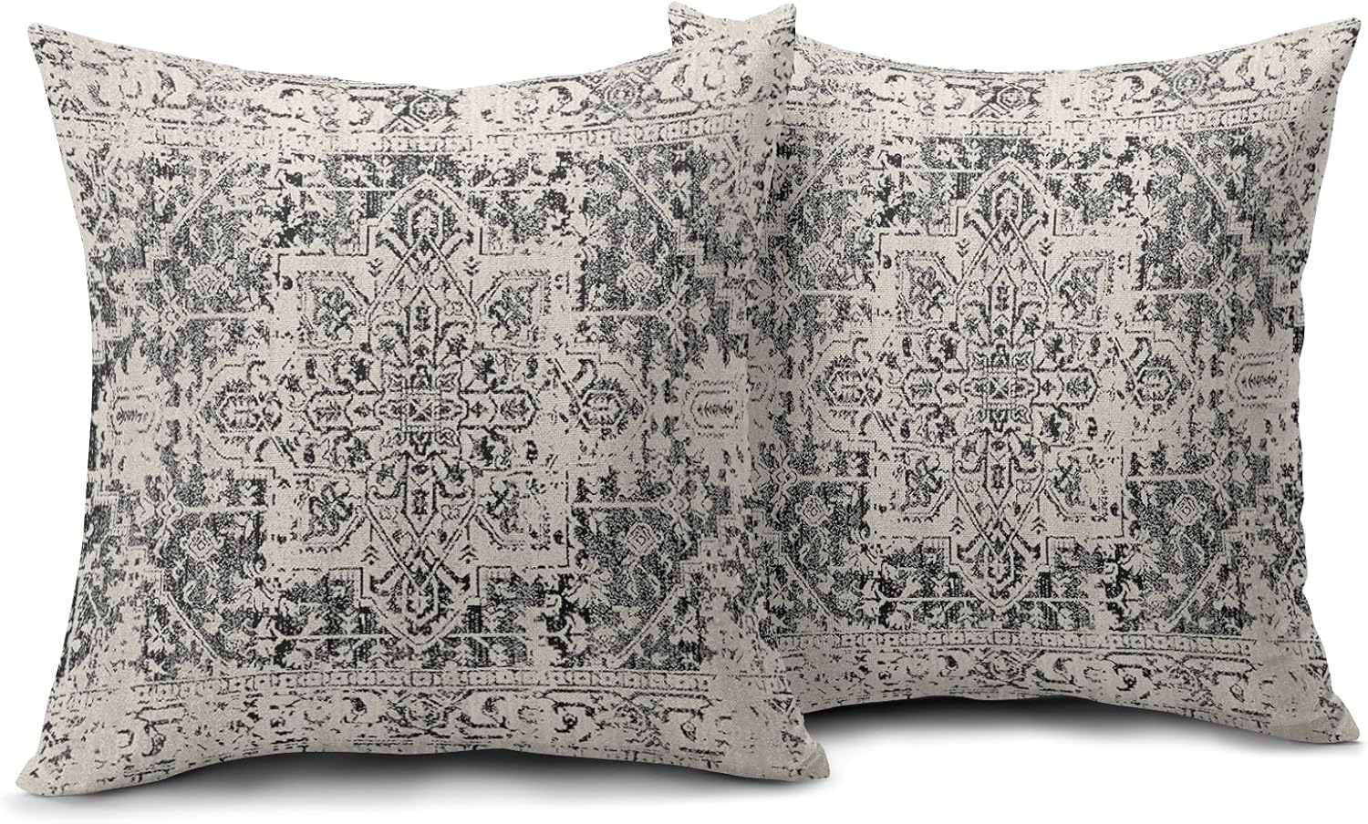 KSLIDS Juego de 2 fundas de almohada étnicas bohemias de 16 x 16 pulgadas, fundas decorativas geométricas de color negro, blanco, gris, decoración