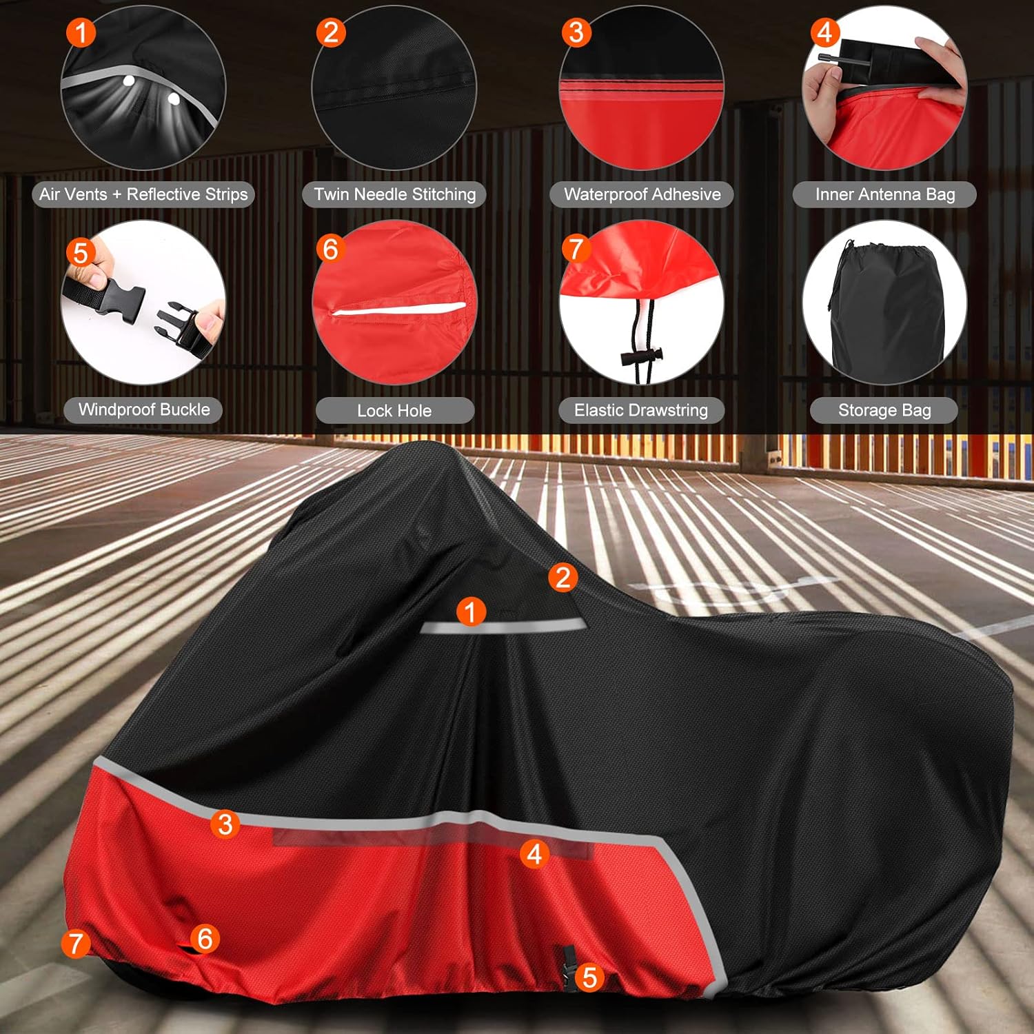 Funda impermeable para motocicleta de repuesto para modelos Harley Davidson Cruiser, 420D Oxford Cloth Softail, Dyna, Iron 883, Fat Boy 114,