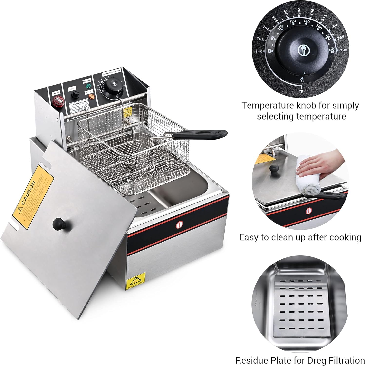WeChef freidora eléctrica de inmersión para encimera, con tapa, con tanque extraíble, para cocinar papas fritas, para el hogar, la cocina, para uso