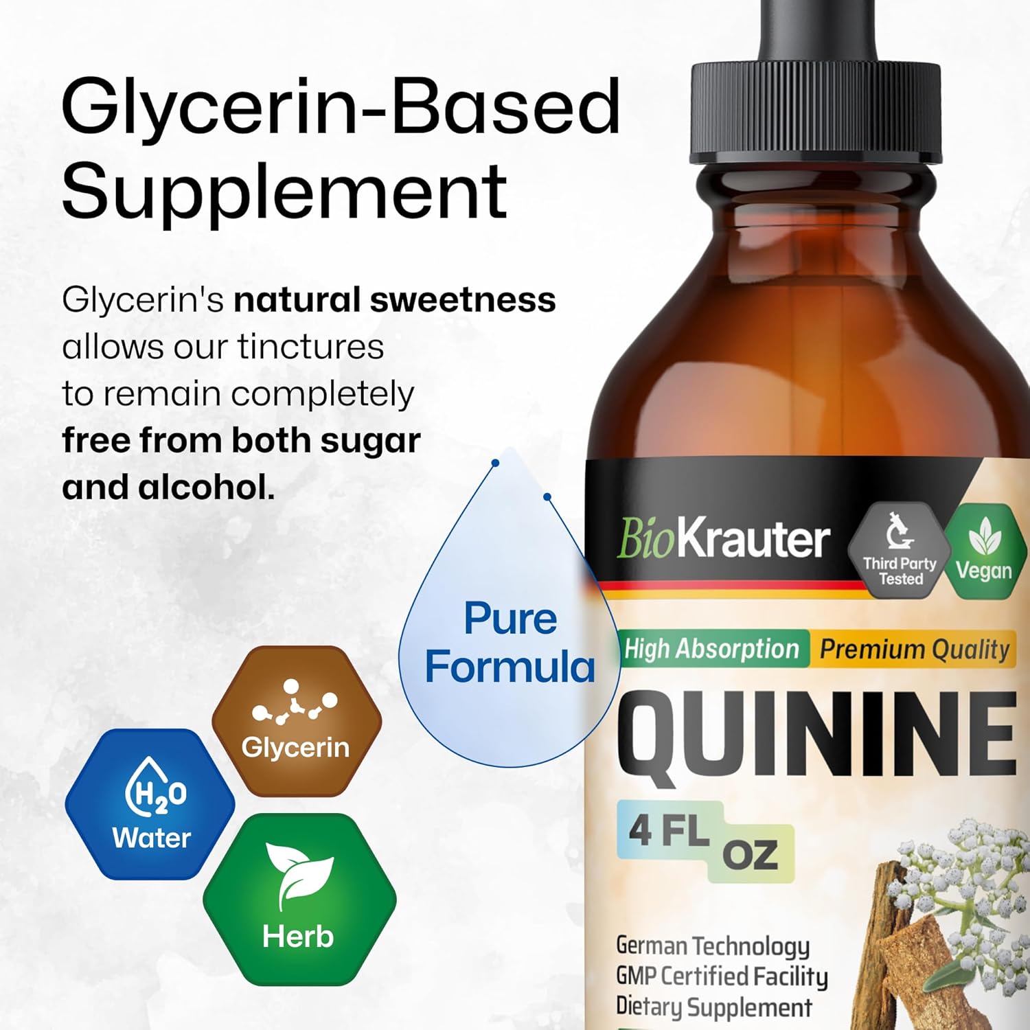 MAUWE HERBS Extracto líquido para aliviar los calambres en las piernas de quinina, gotas de corteza de Cinchona Officinalis, tintura de quinina