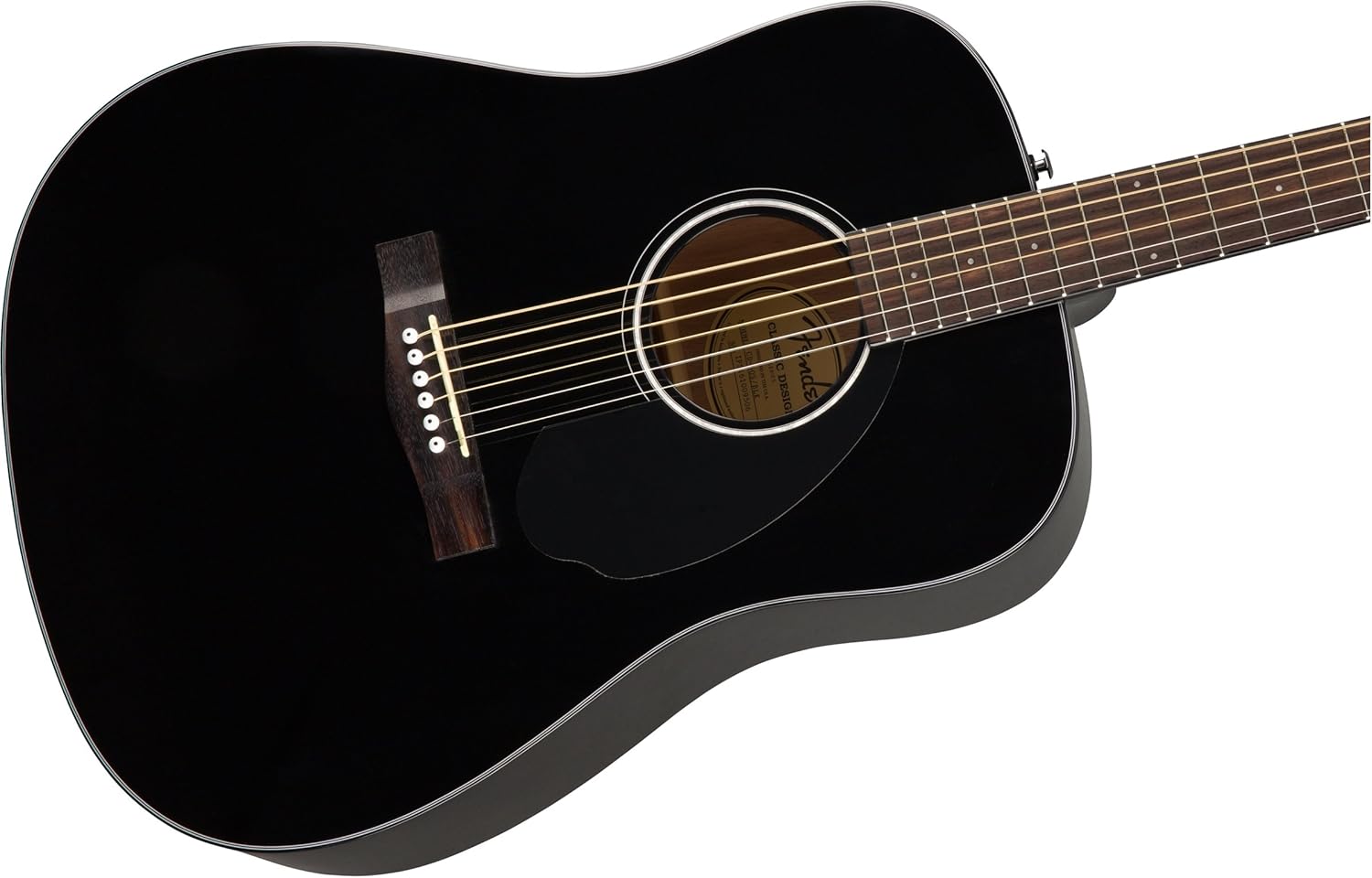 Fender CD-60S – Guitarra acústica Dreadnought con tapa sólida, paquete negro con estuche rígido, afinador, correa, cuerdas, púas y DVD instructivo