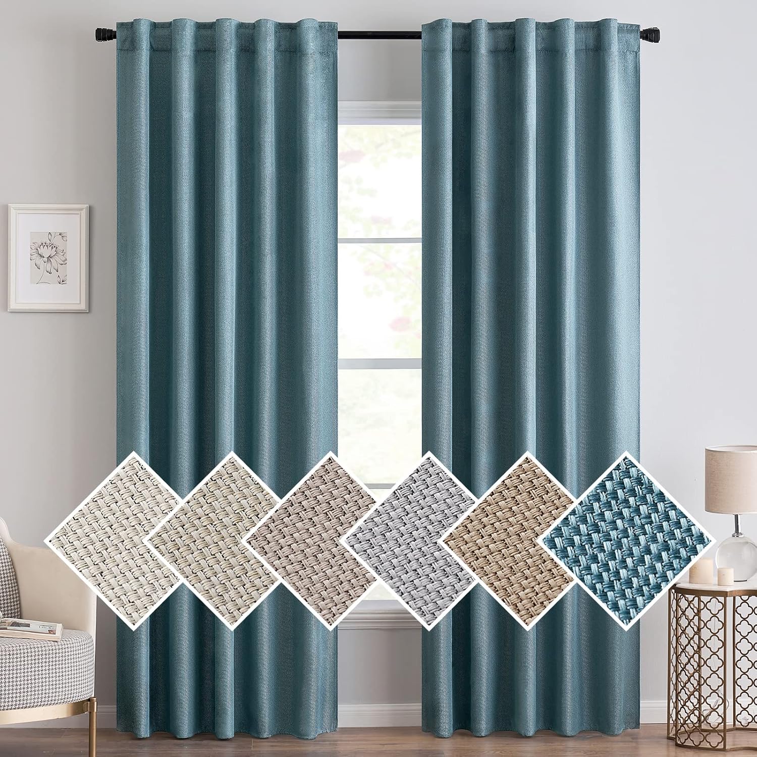 MIULEE Cortinas con textura de lino de 84 pulgadas de largo, paneles de cortina opacas para dormitoriosala de estar, cortinas con aislamiento