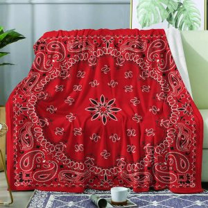 Manta roja tipo bandana, manta de vellón para sofá cama, mantas y mantas de cachemira, manta de franela de felpa súper suave y acogedora, 30 x 40 Manta roja tipo bandana, manta de vellón para sofá cama, mantas y mantas de cachemira, manta de franela de felpa súper suave y acogedora, 30 x 40
