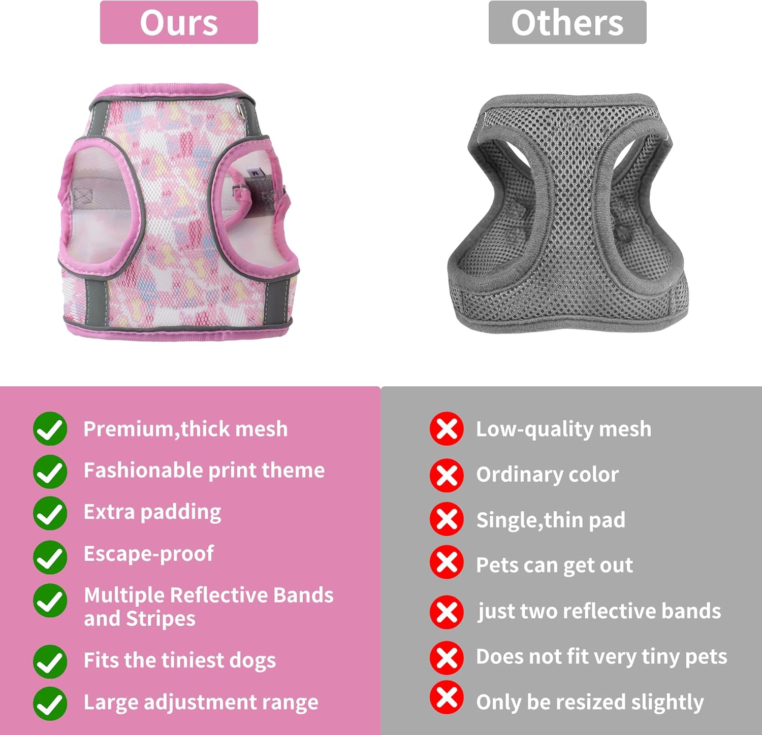 JOYPAWS Arnés para perros medianos, estampado floral único, arnés a prueba de escapes, sin tirones, con malla suave transpirable y bandas