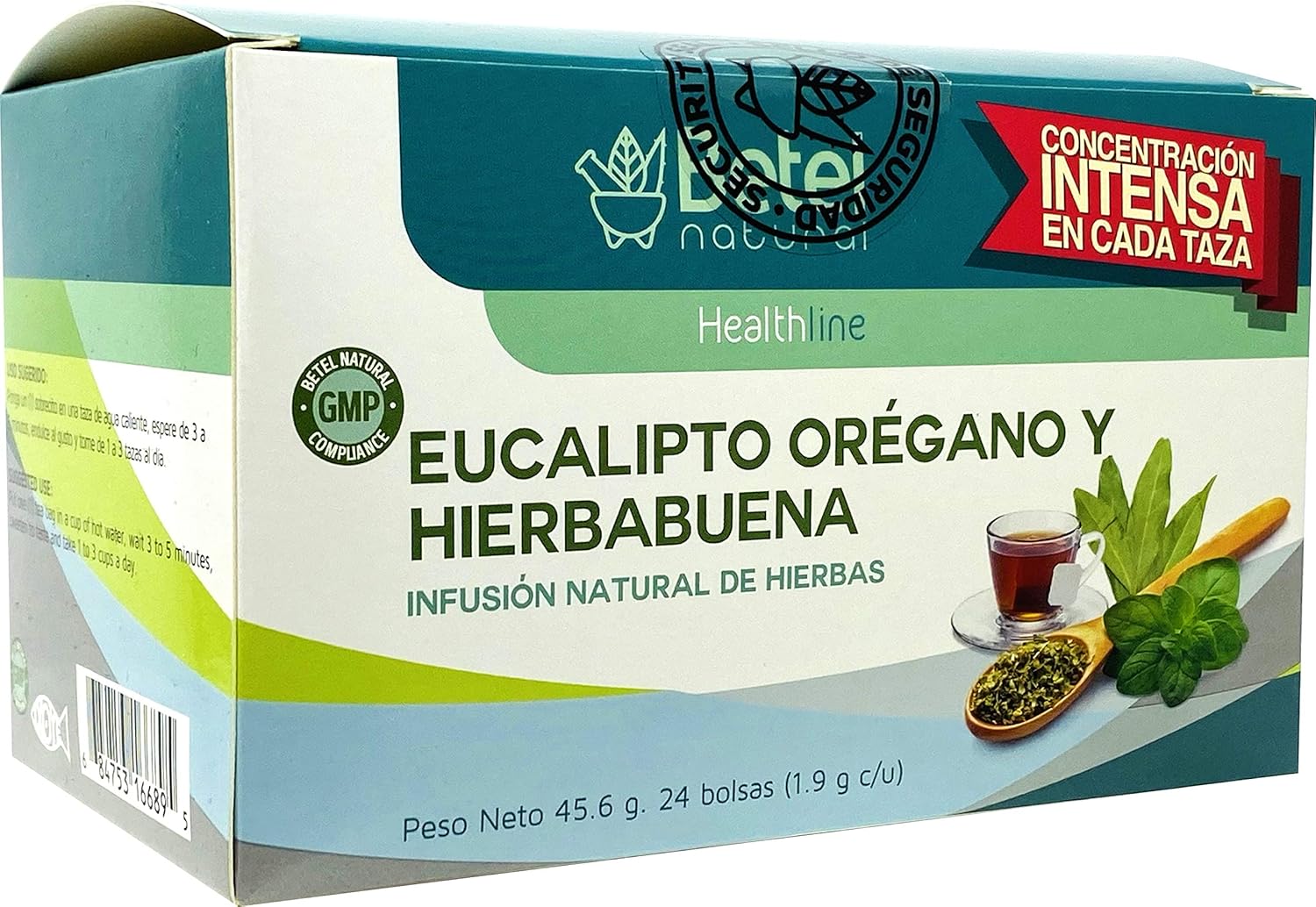 Té de eucalipto, orégano y hierbabuena de Betel Natural – Defensas más saludables fáciles – 24 bolsas de té