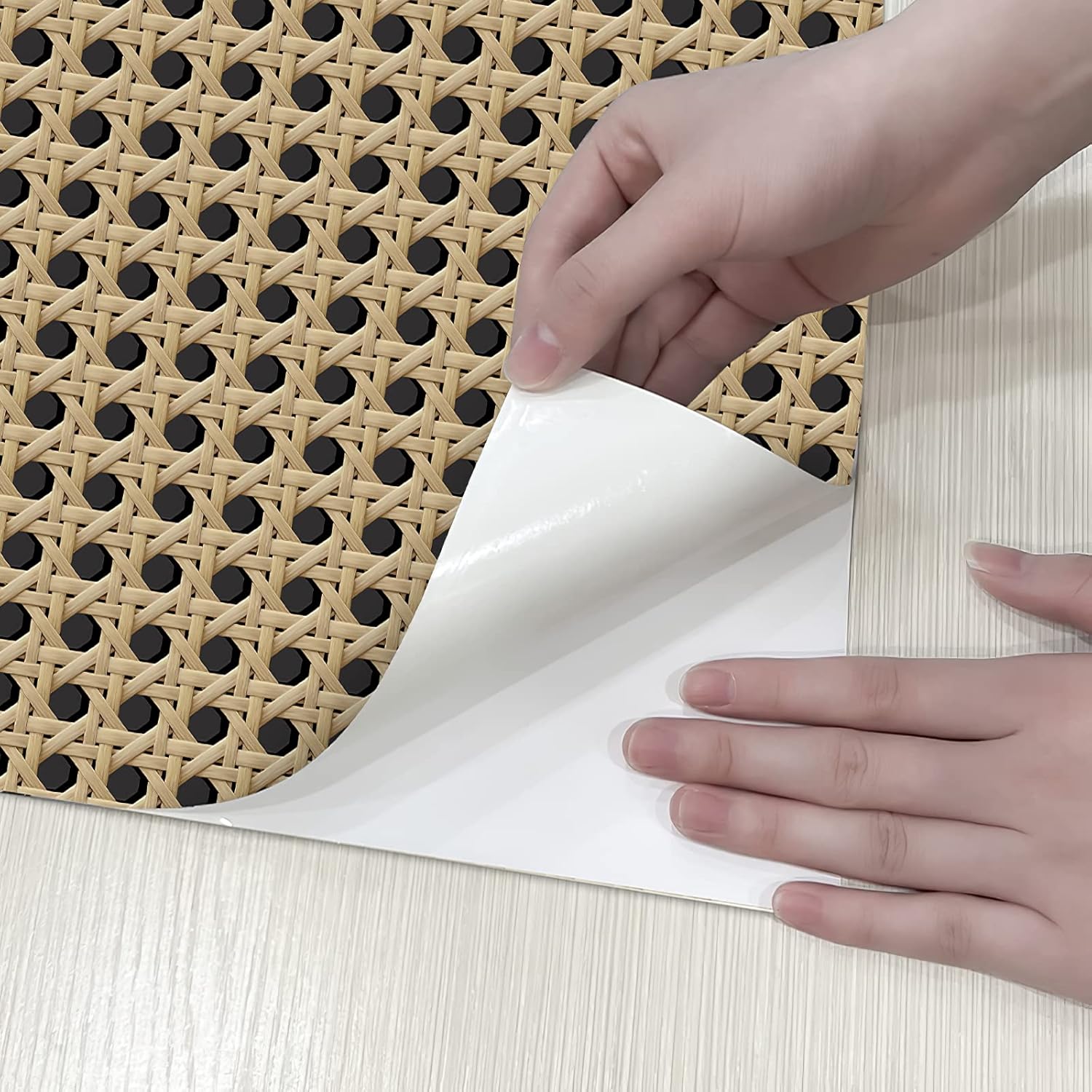 Papel tapiz de ratán para despegar y pegar para muebles de dormitorio, papel extraíble para decoración de pared, 17.7 x 118 pulgadas, 14.5 pies